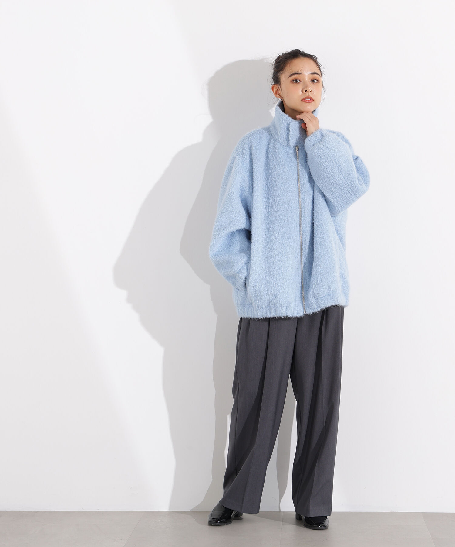  「スタンドネックシャギーブルゾン」|ブルゾン・スタジャン|