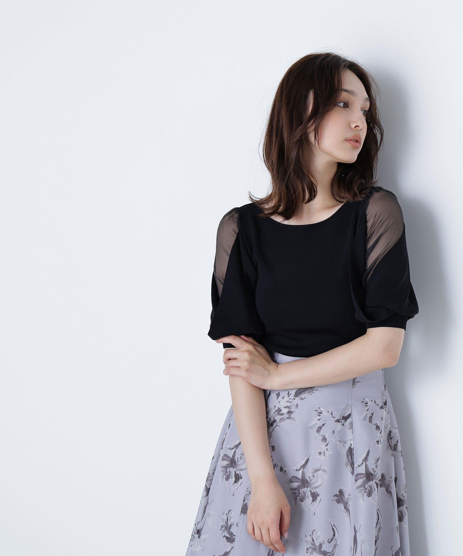  「シアーレイヤースリーブニット」|ニット・セーター|