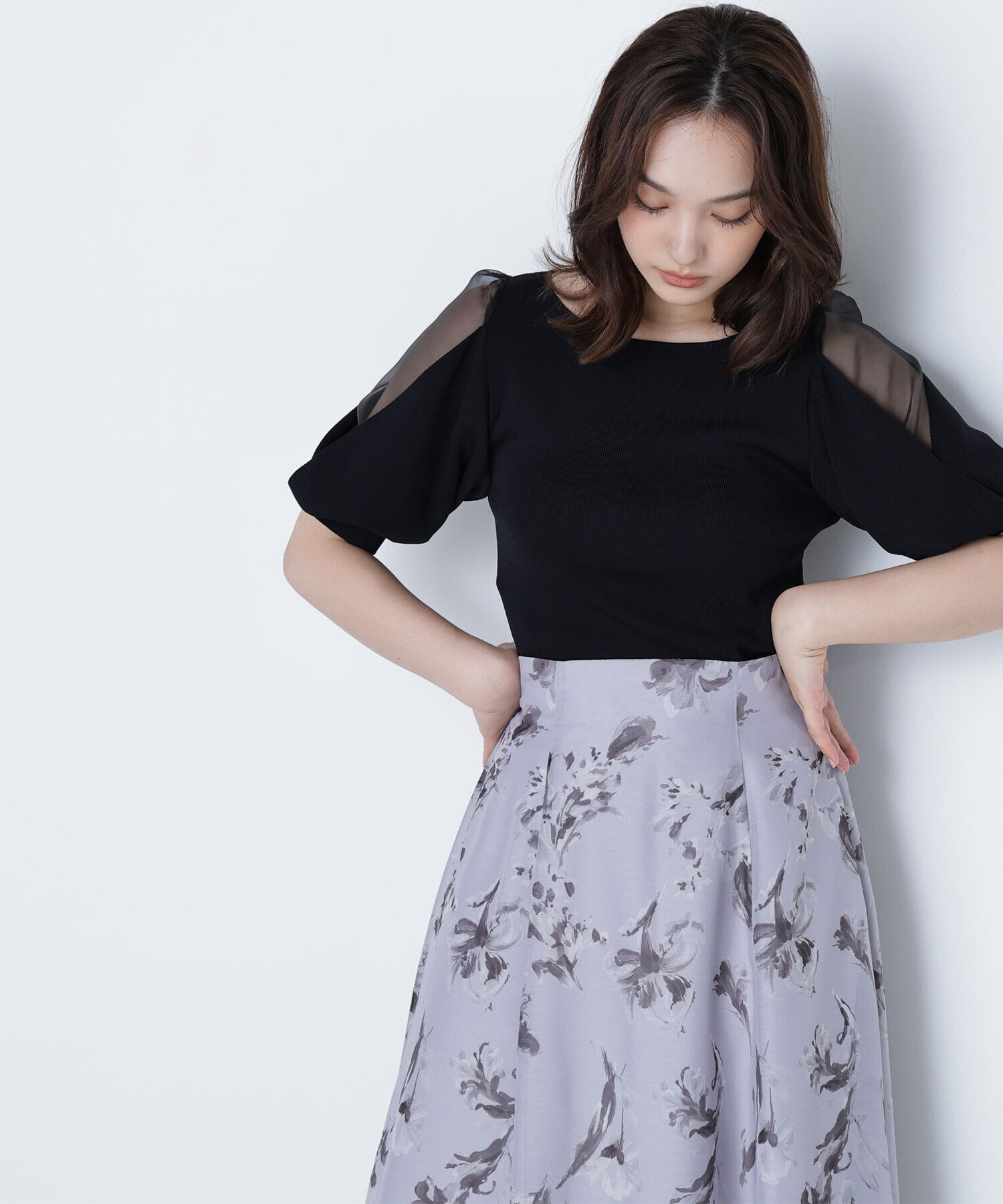  「シアーレイヤースリーブニット」|ニット・セーター|