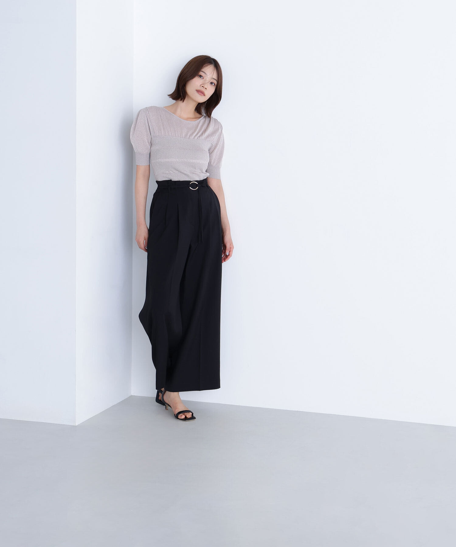  「切替ラメリブニット」|ニット・セーター|