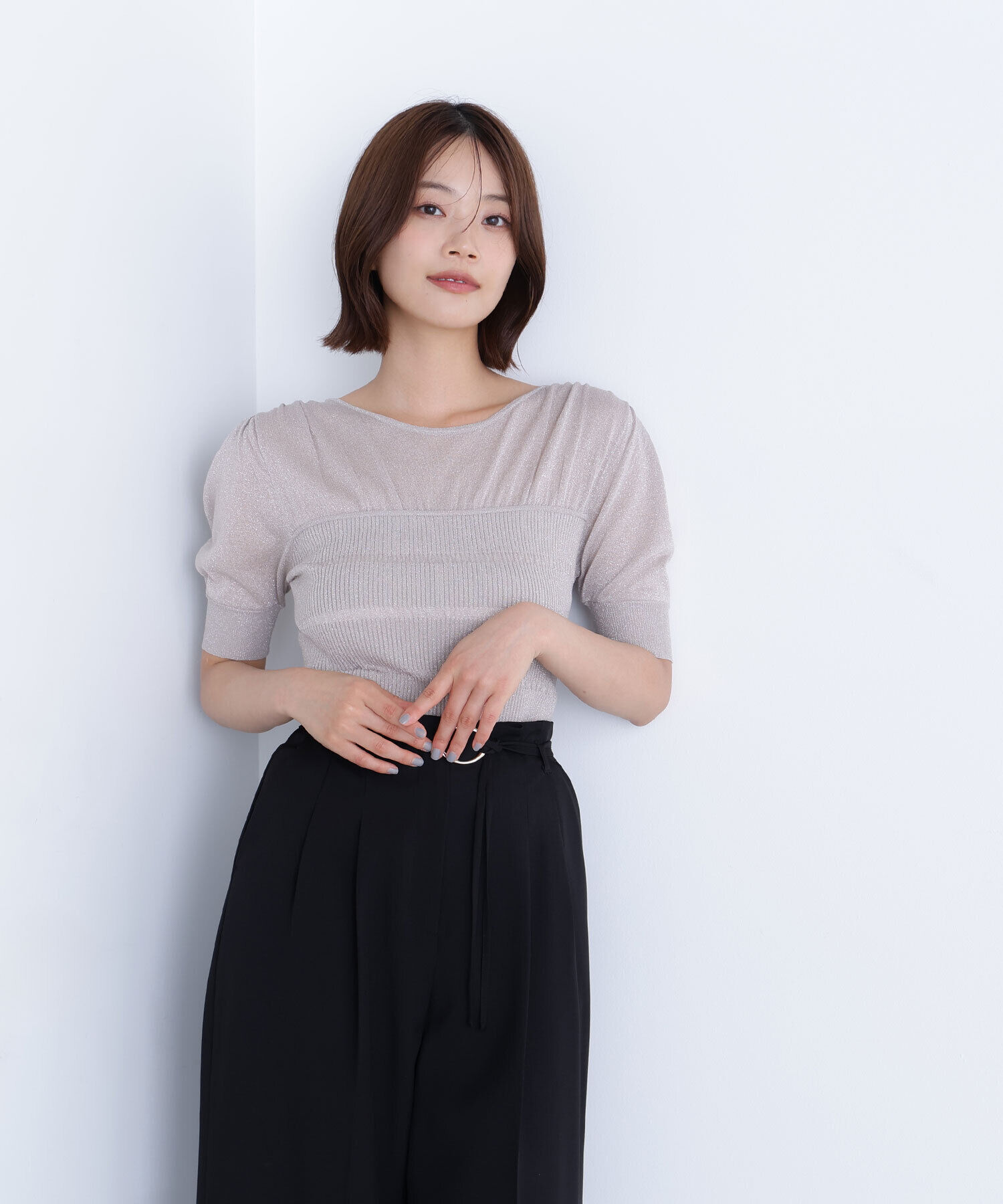  「切替ラメリブニット」|ニット・セーター|