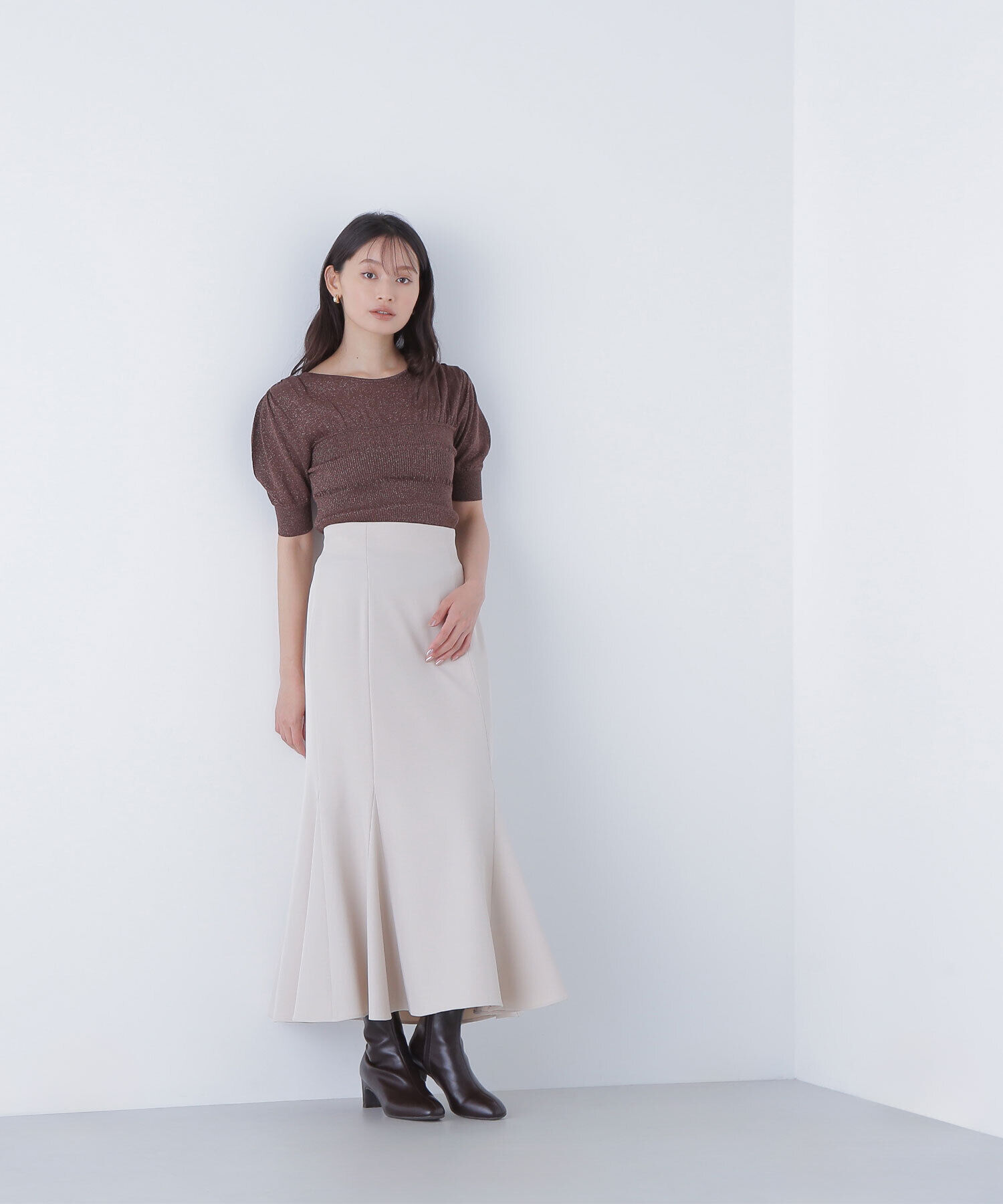  「切替ラメリブニット」|ニット・セーター|