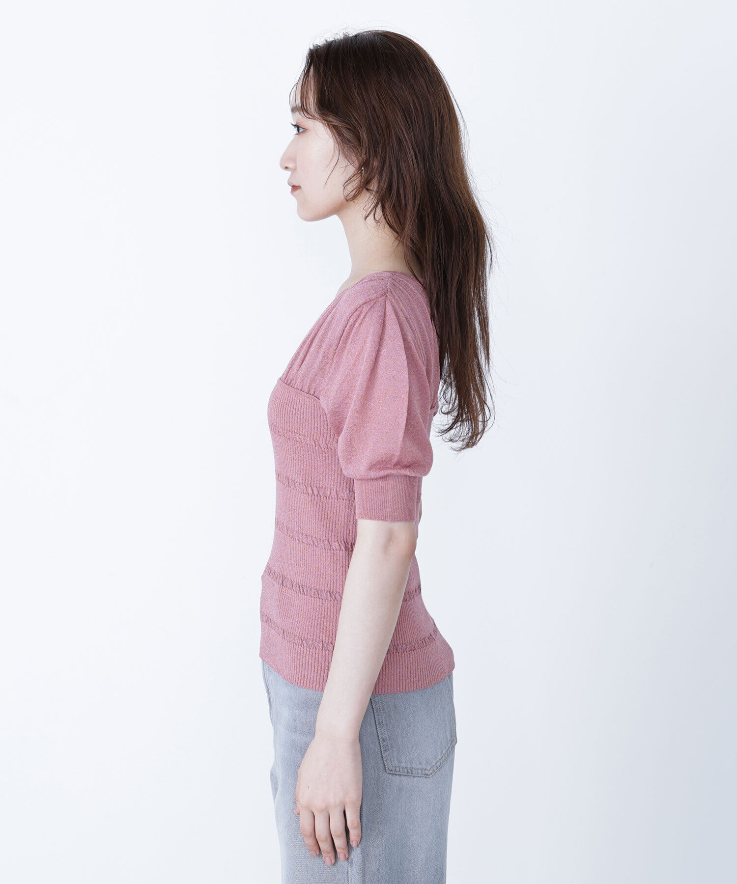  「切替ラメリブニット」|ニット・セーター|