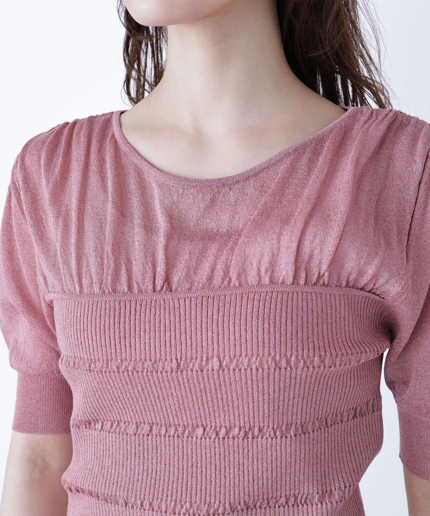  「切替ラメリブニット」|ニット・セーター|