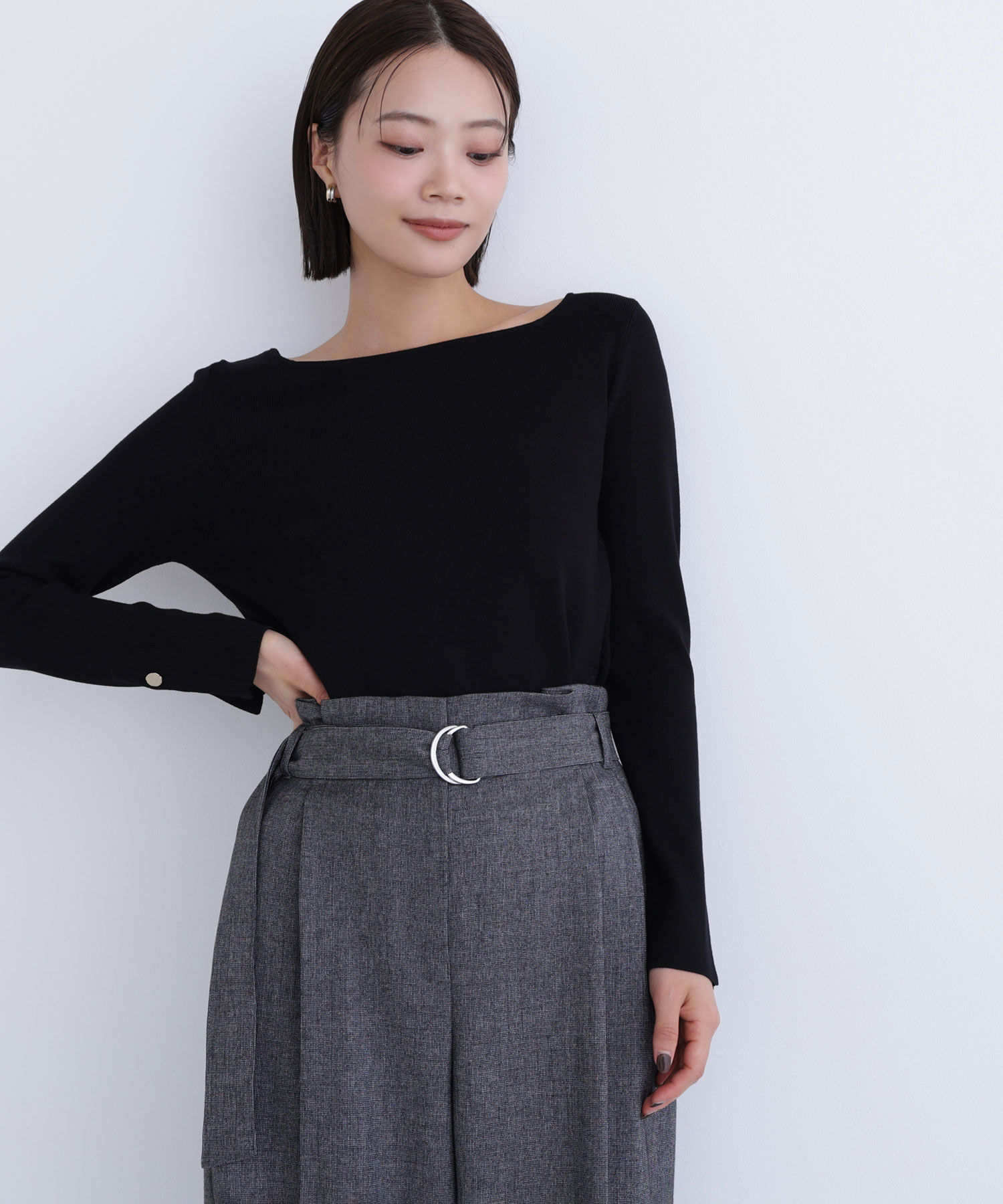  「総針ベーシックシリーズ スクエアネックニット」|ニット・セーター|