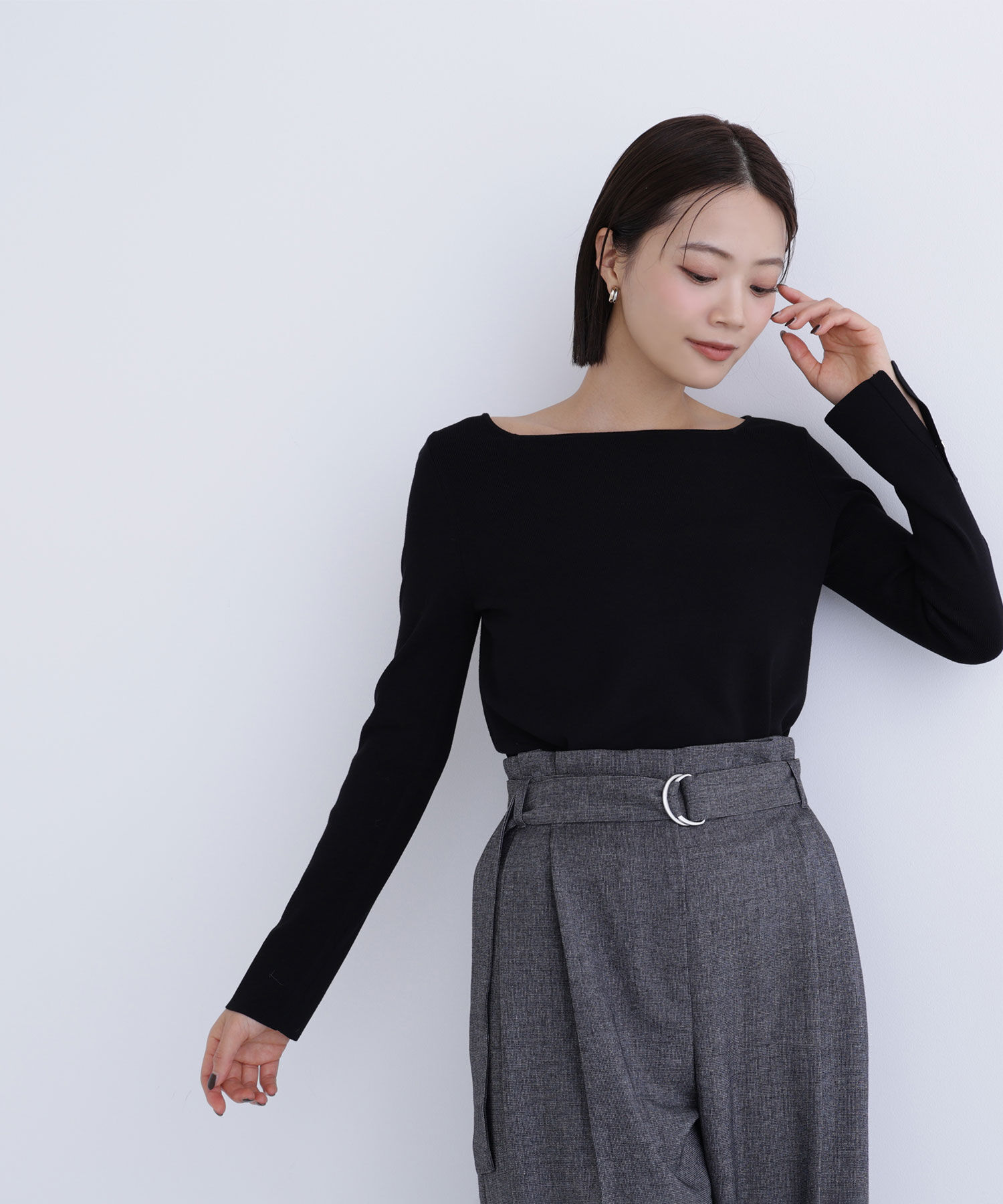  「総針ベーシックシリーズ スクエアネックニット」|ニット・セーター|