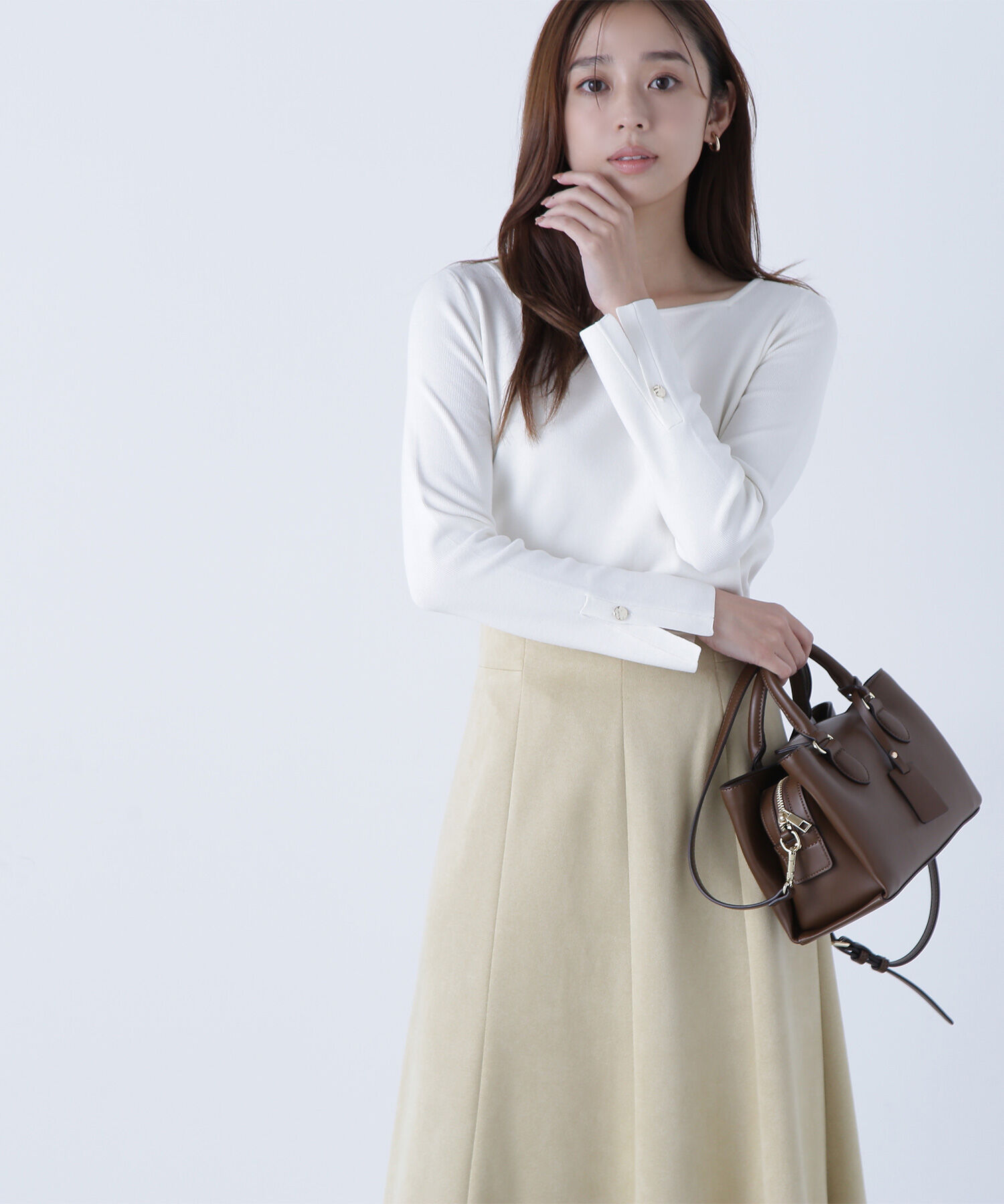  「総針ベーシックシリーズ スクエアネックニット」|ニット・セーター|オフホワイト1