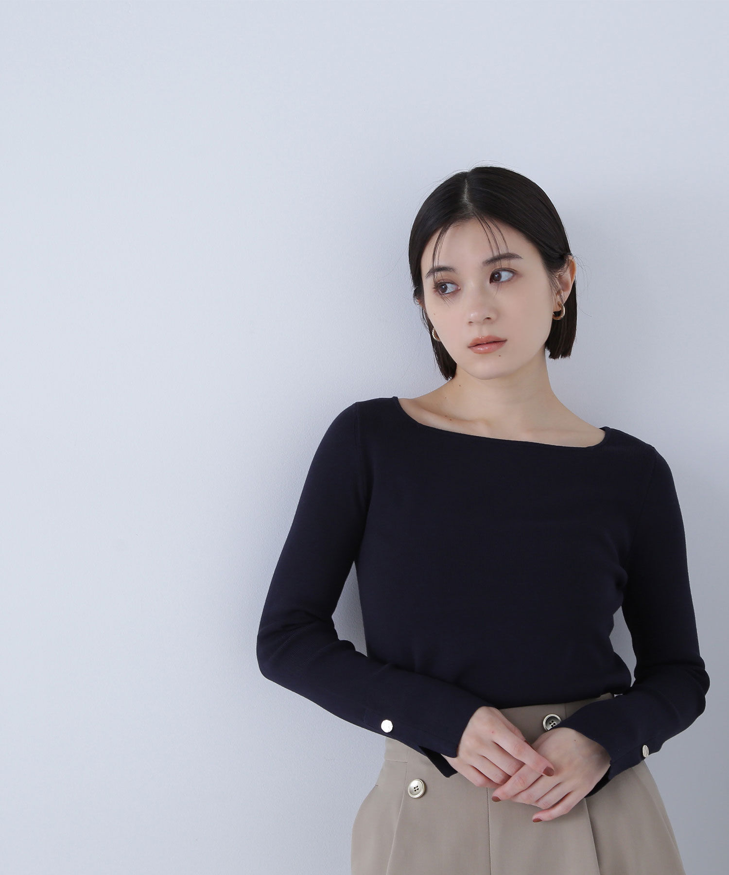  「総針ベーシックシリーズ スクエアネックニット」|ニット・セーター|