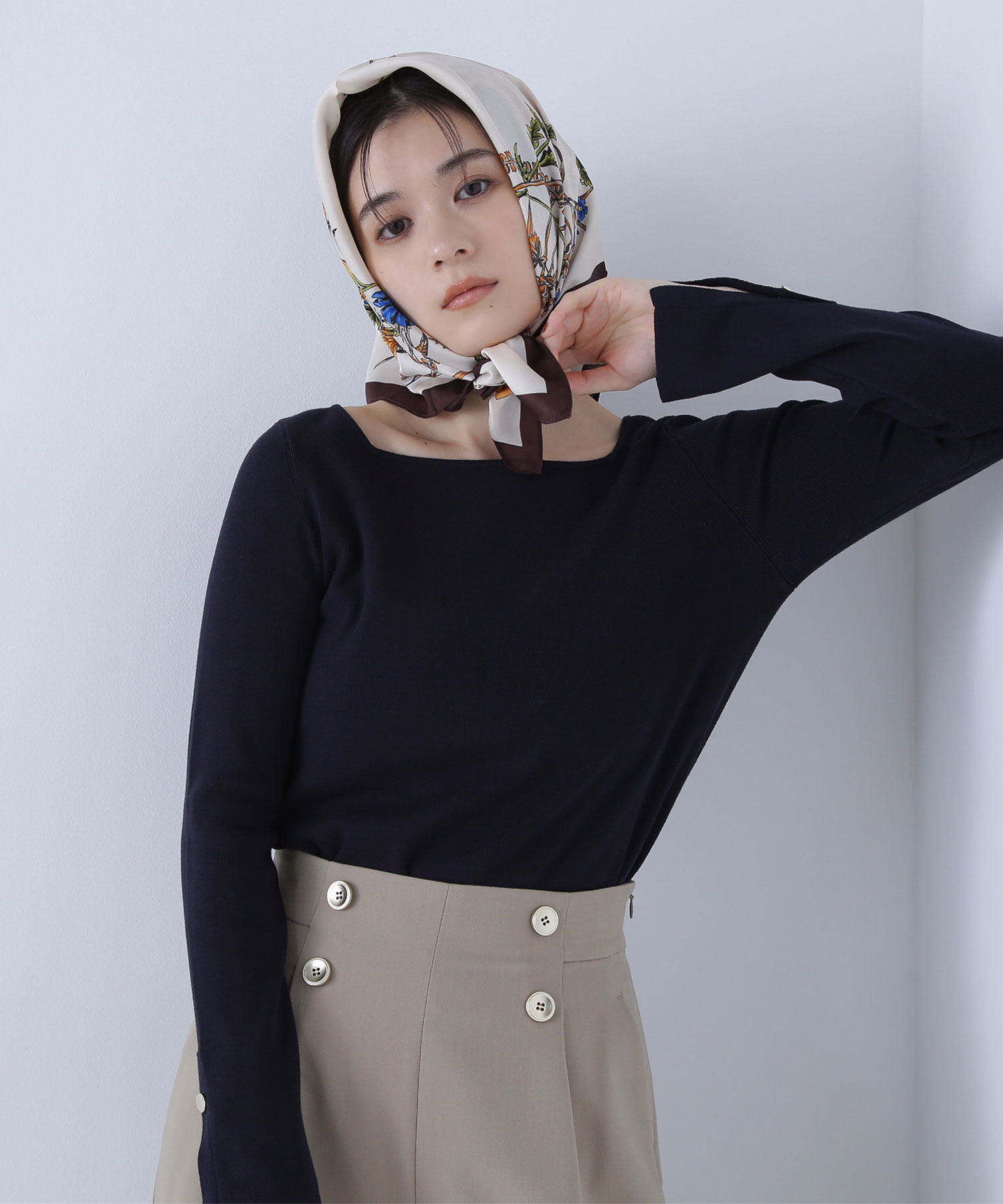  「総針ベーシックシリーズ スクエアネックニット」|ニット・セーター|