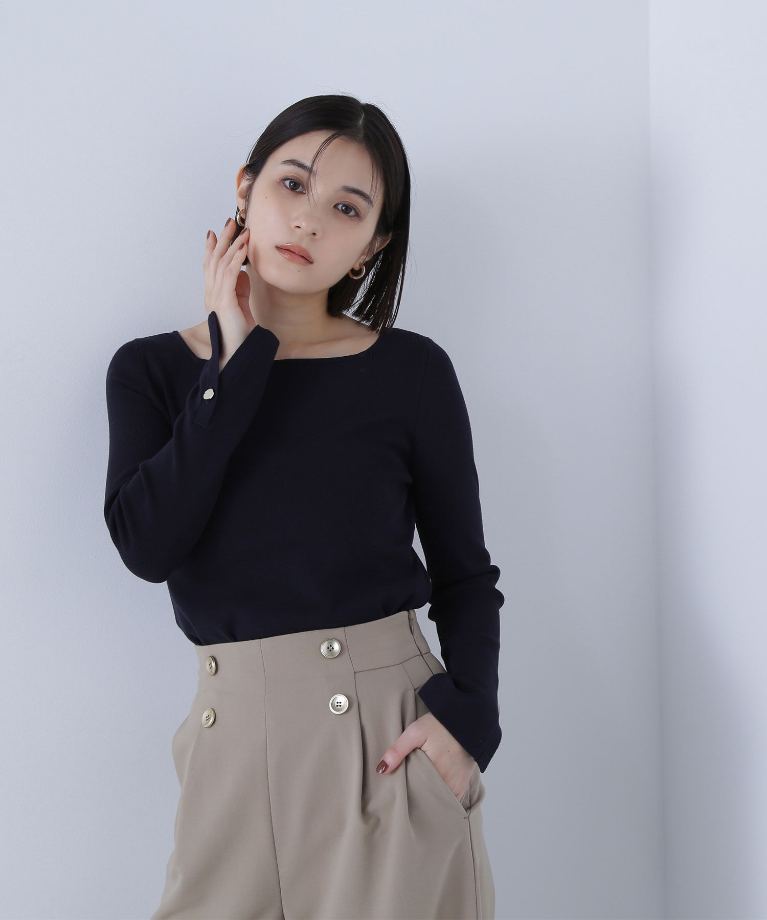  「総針ベーシックシリーズ スクエアネックニット」|ニット・セーター|