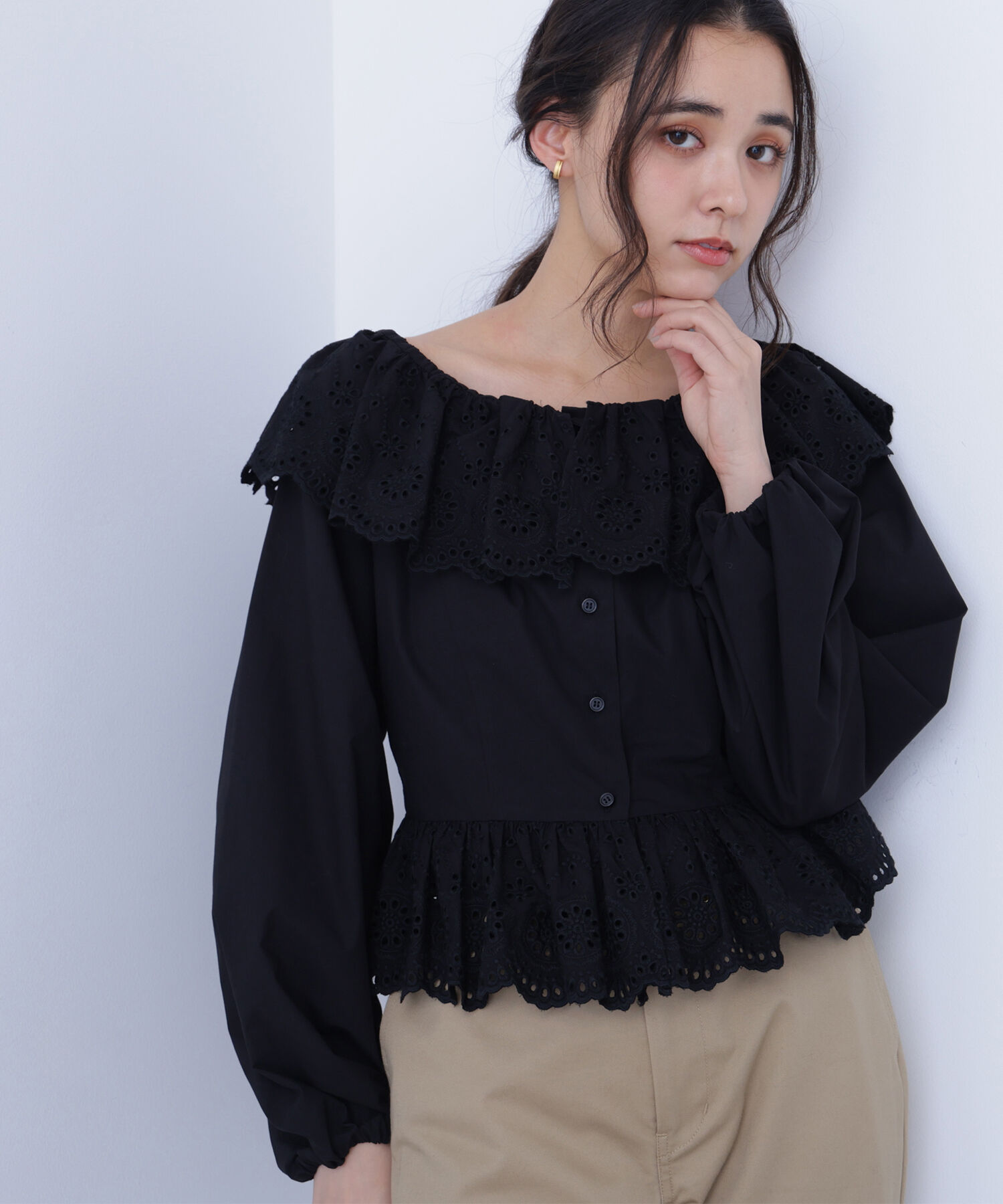  「〈N.〉 エンブロイダリーフリルブラウス」|シャツ・ブラウス|