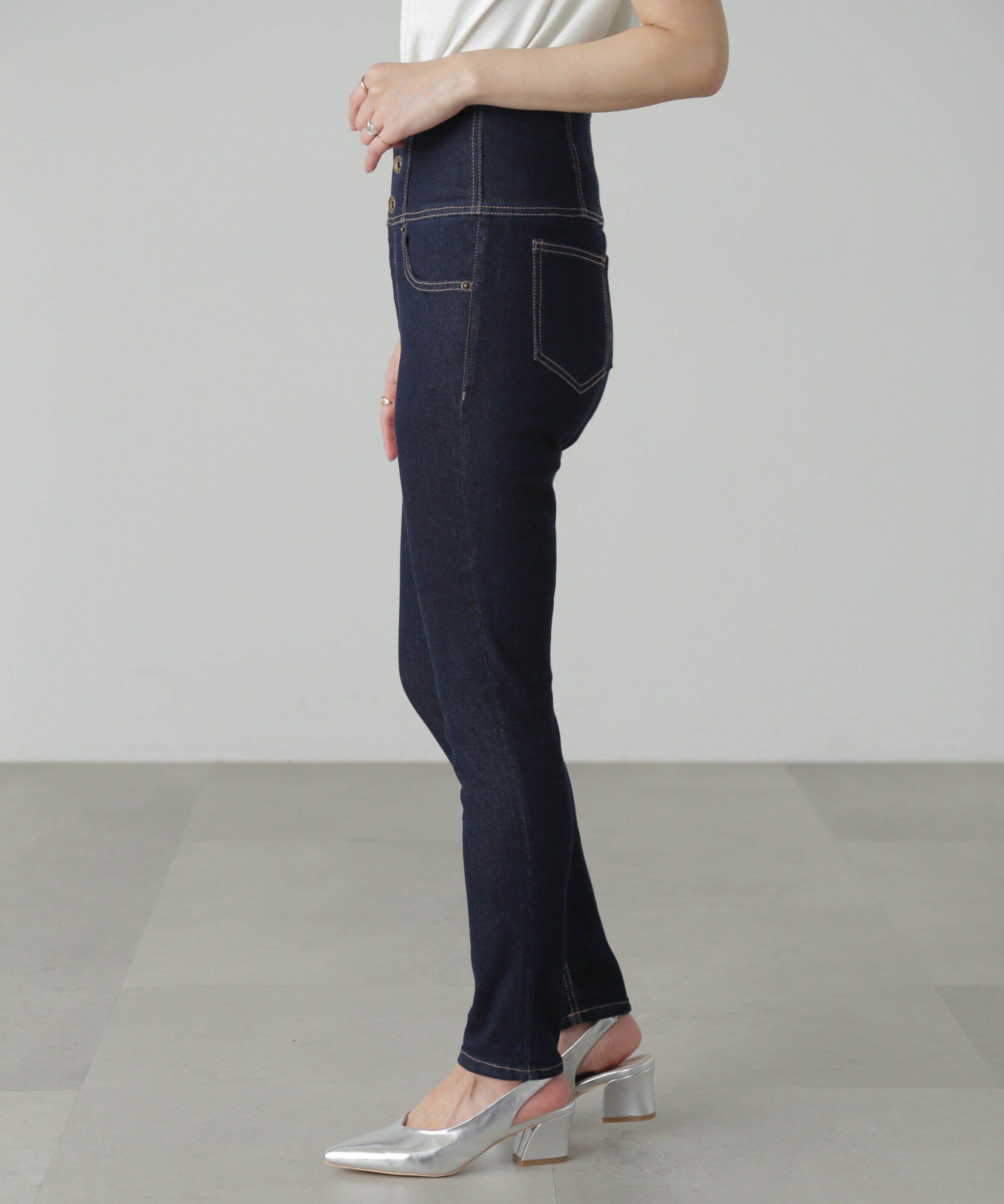  「ハイウエストボタンフライスキニーデニムパンツ」|その他|