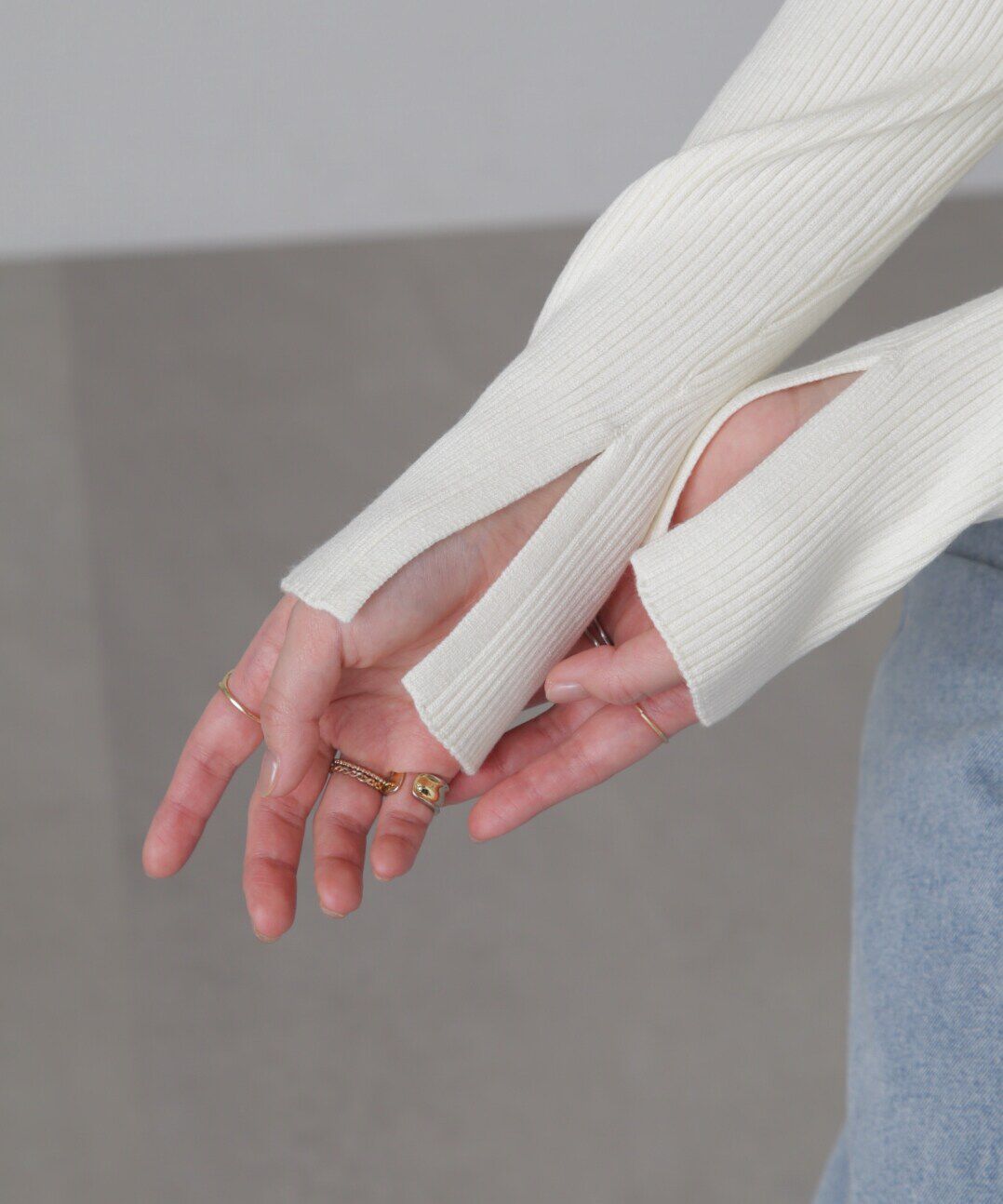  「ショート丈リブニット&times;タンクトップセット」|ニット・セーター|