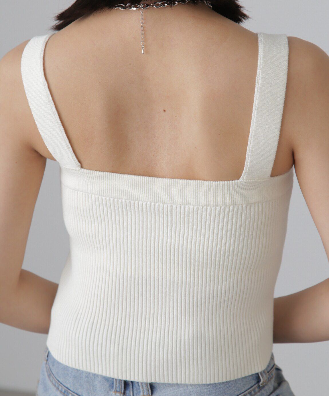  「ショート丈リブニット&times;タンクトップセット」|ニット・セーター|