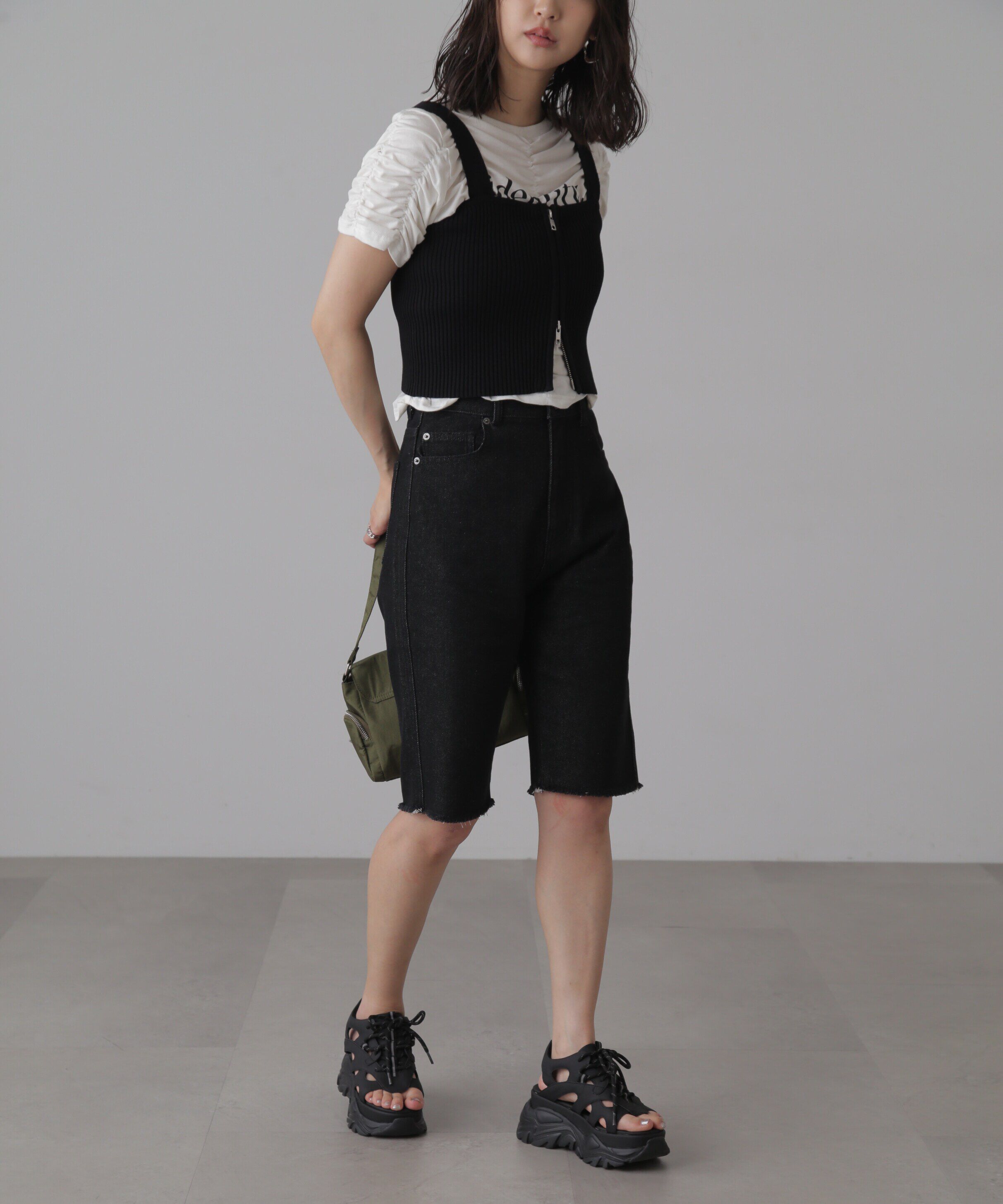  「ダブルジップニットビスチェ」|ニット・セーター|