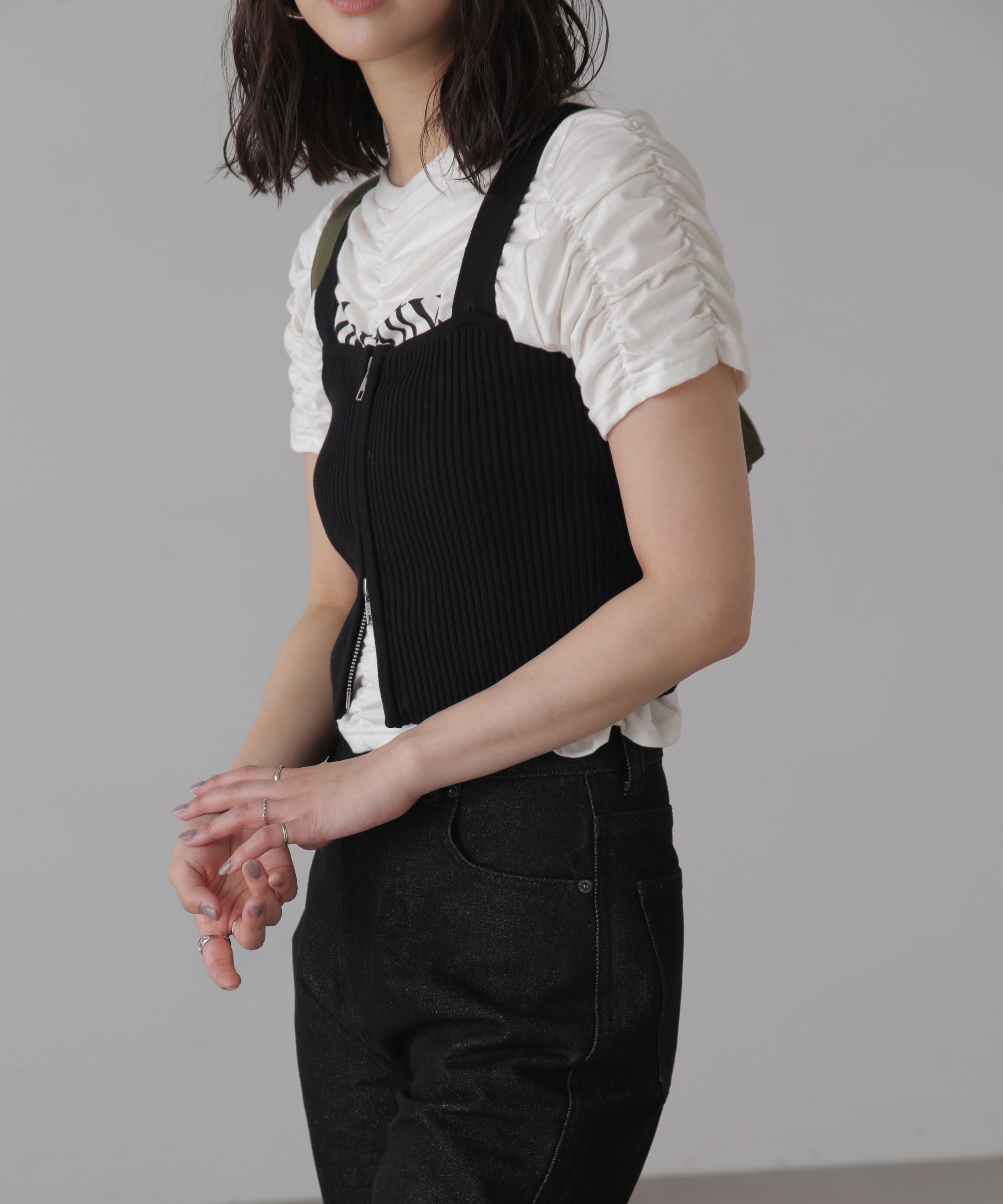  「ダブルジップニットビスチェ」|ニット・セーター|