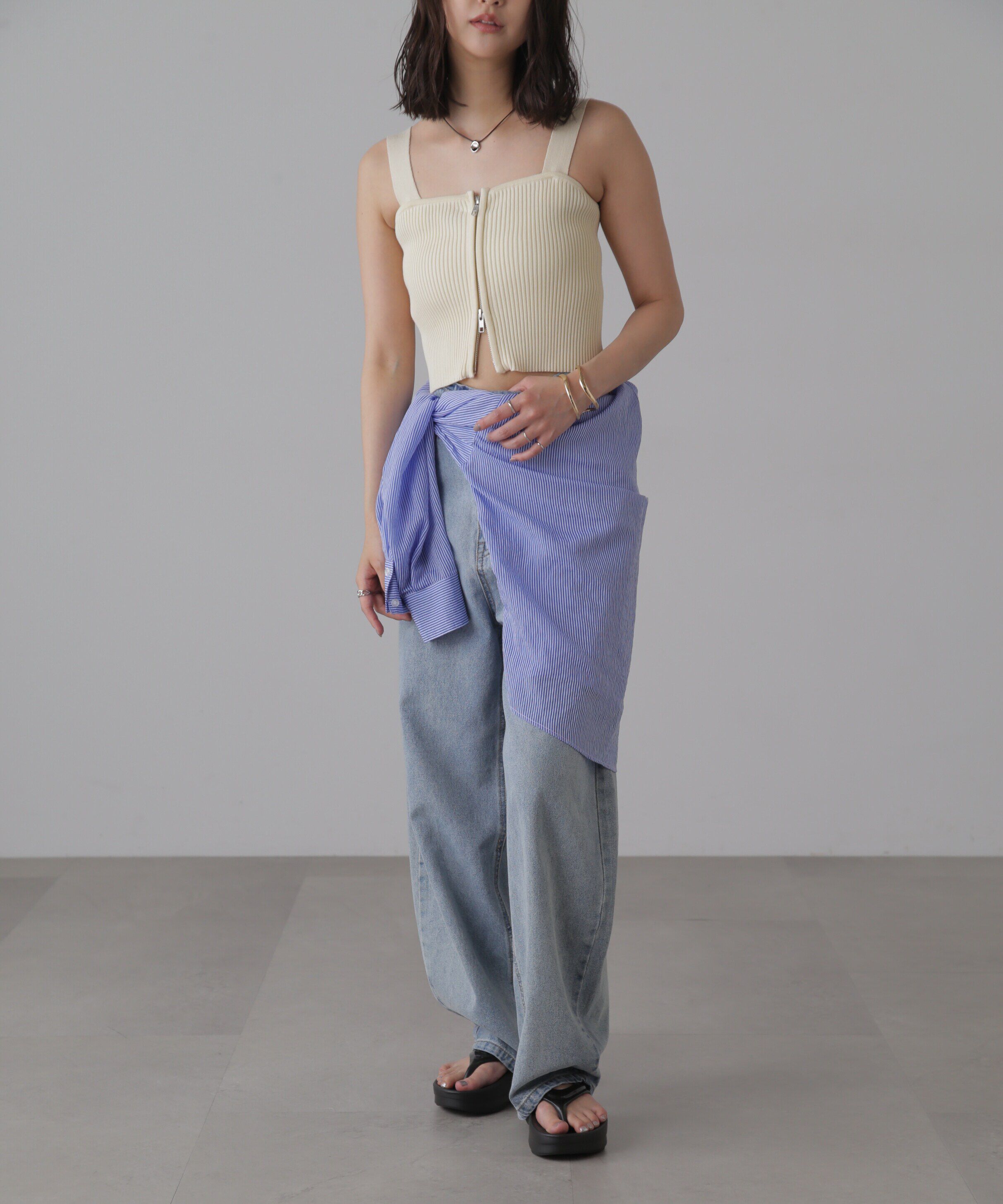  「ダブルジップニットビスチェ」|ニット・セーター|