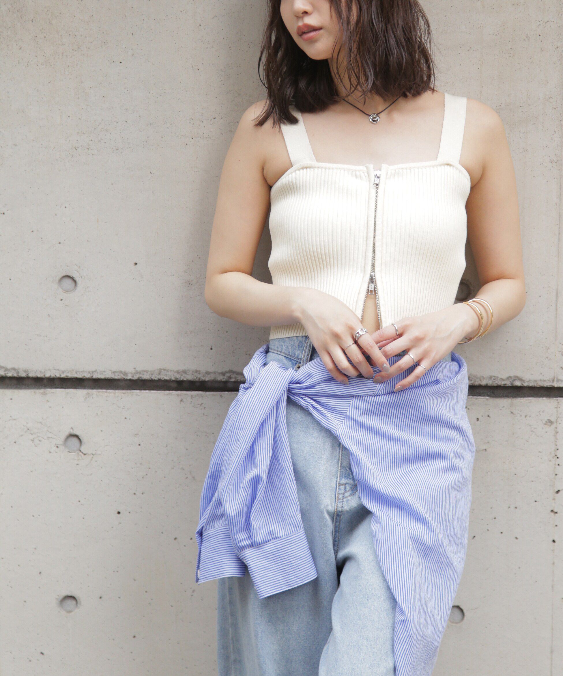  「ダブルジップニットビスチェ」|ニット・セーター|