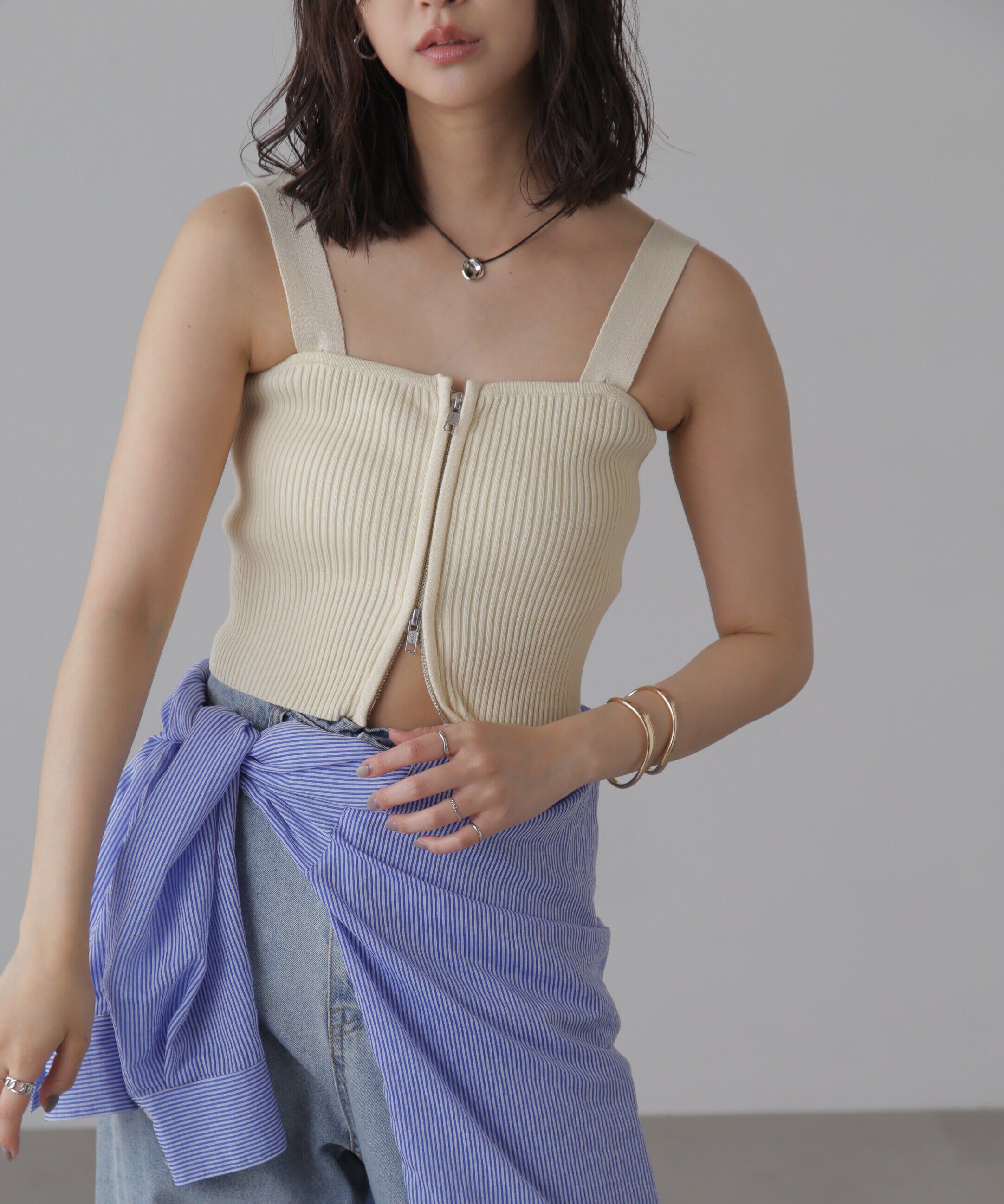  「ダブルジップニットビスチェ」|ニット・セーター|