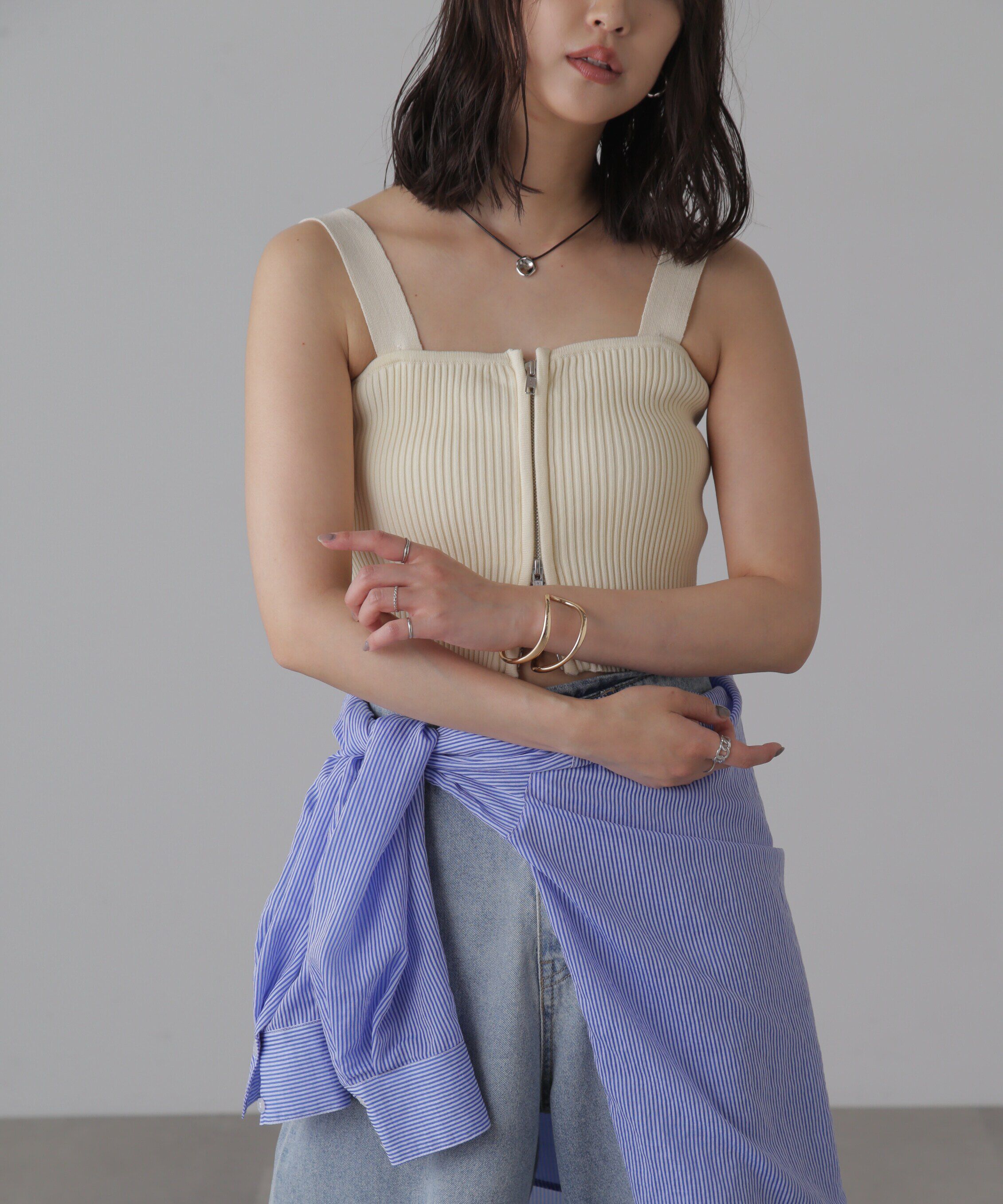  「ダブルジップニットビスチェ」|ニット・セーター|