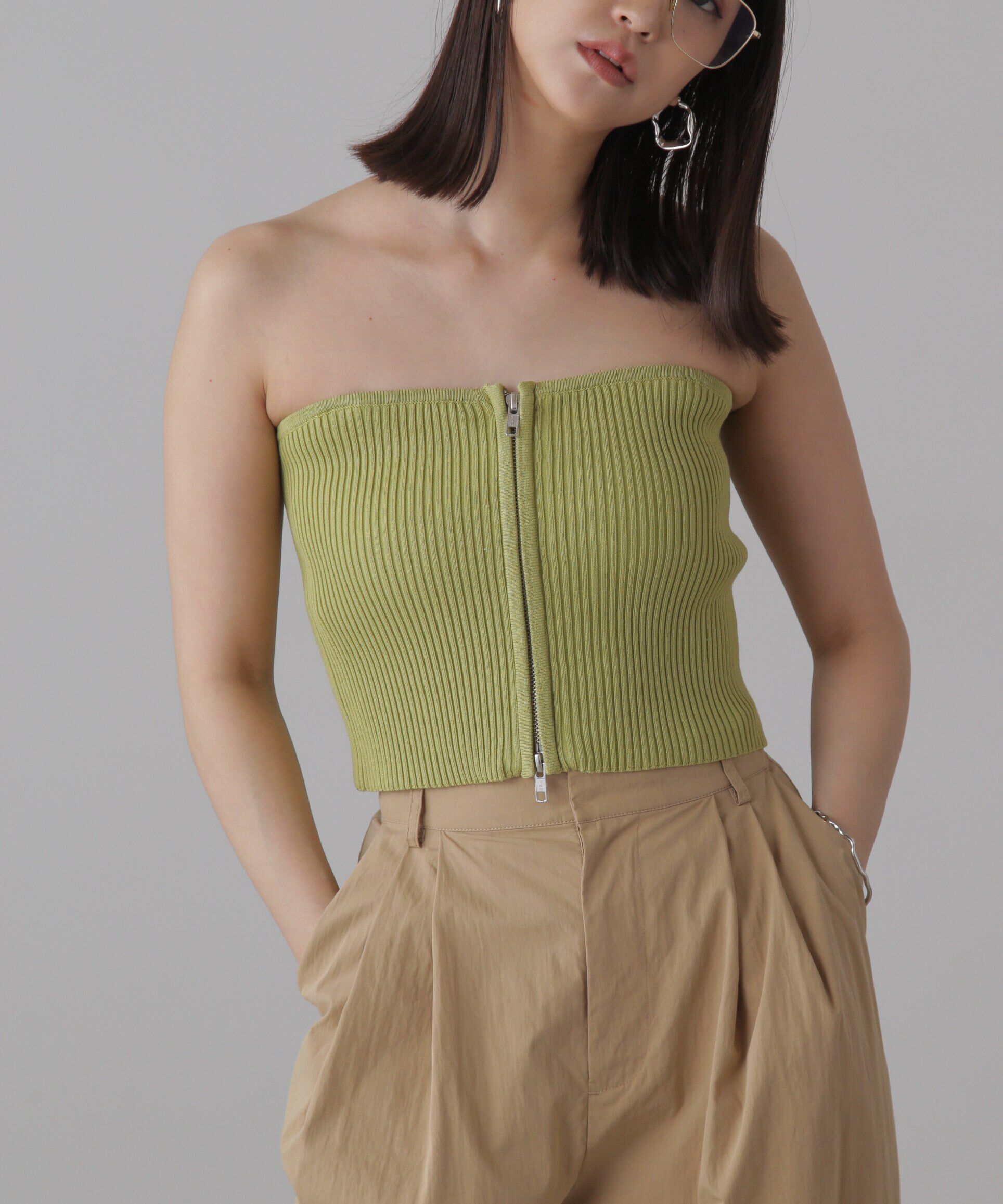  「ダブルジップニットビスチェ」|ニット・セーター|