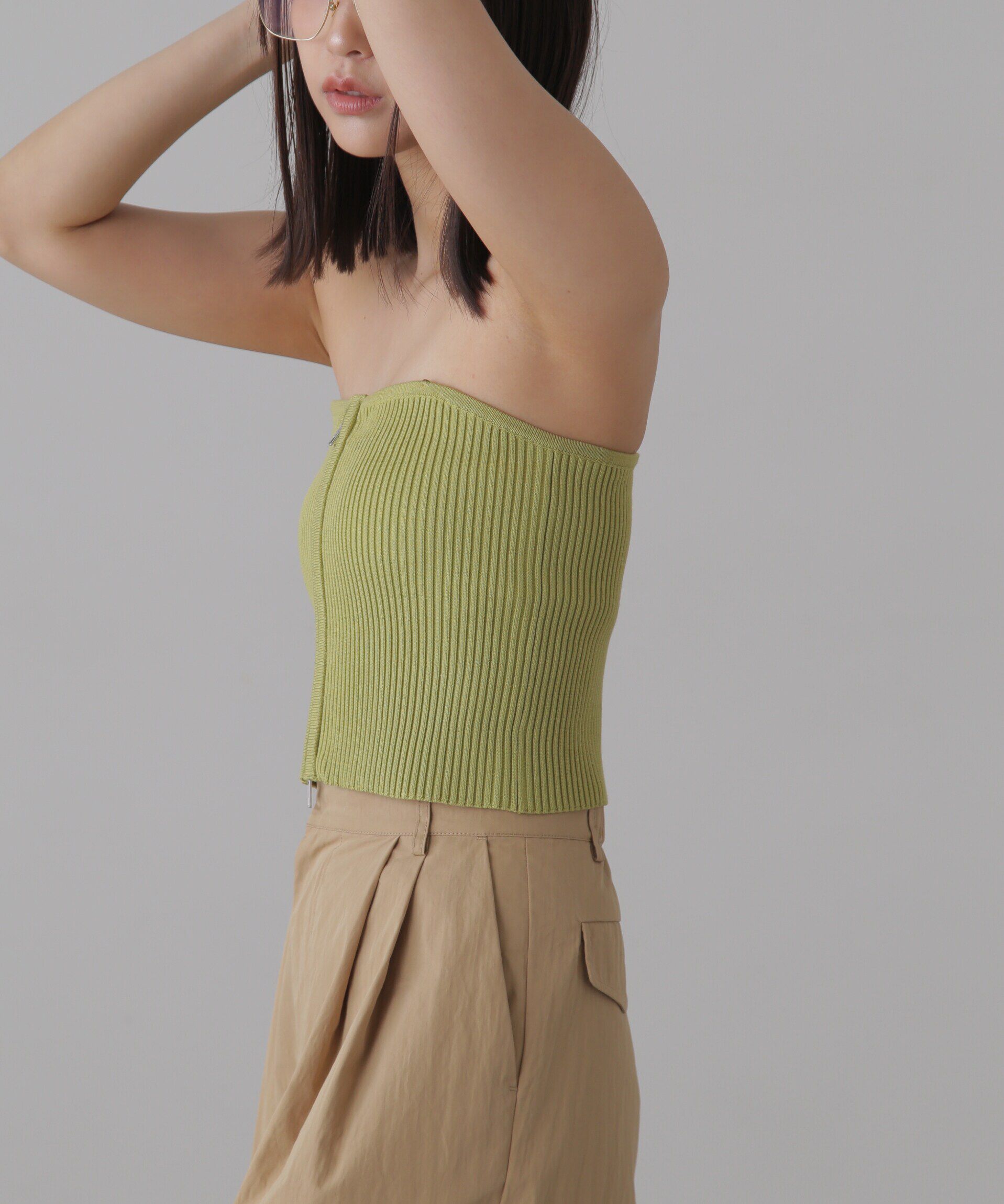  「ダブルジップニットビスチェ」|ニット・セーター|