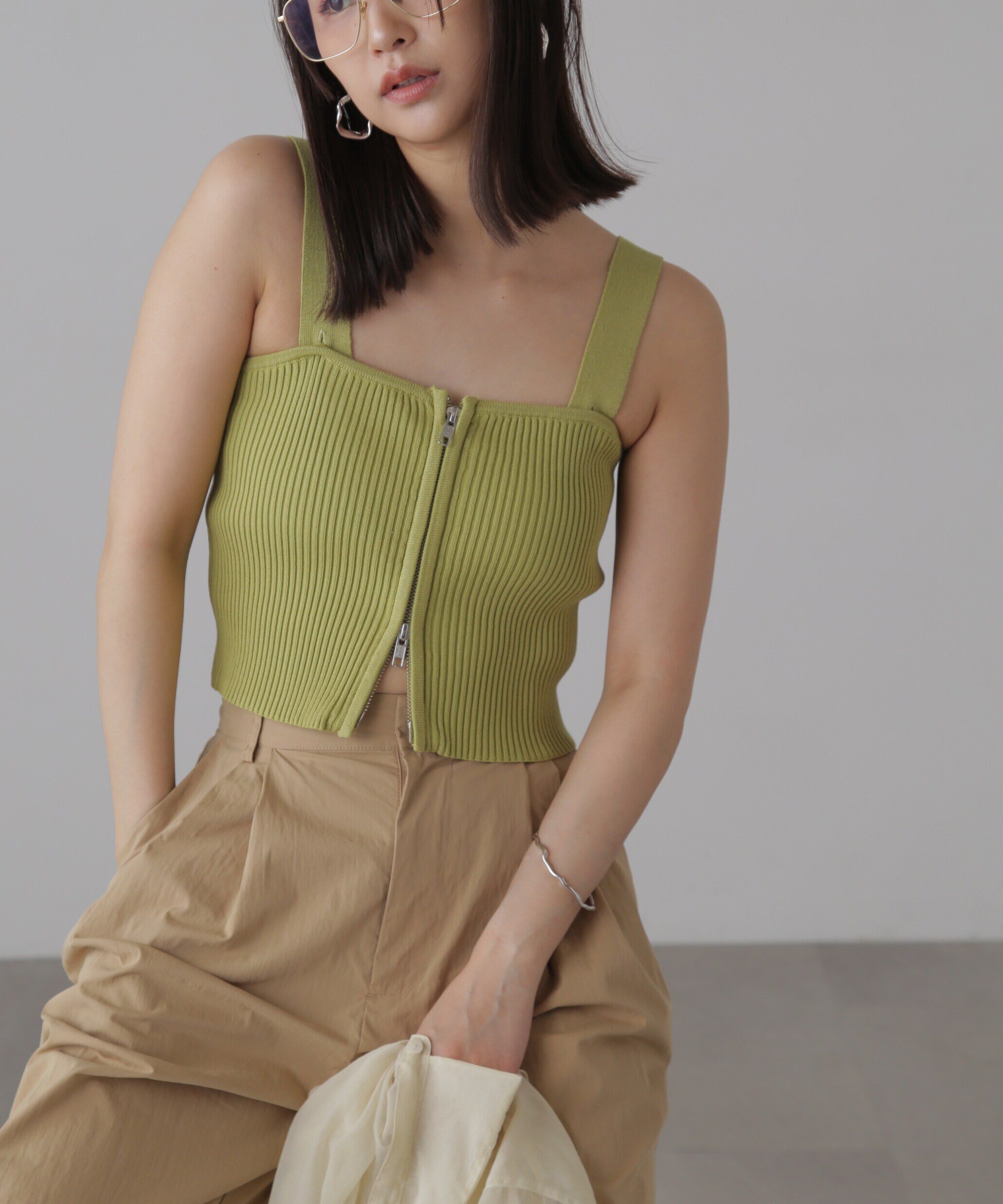  「ダブルジップニットビスチェ」|ニット・セーター|