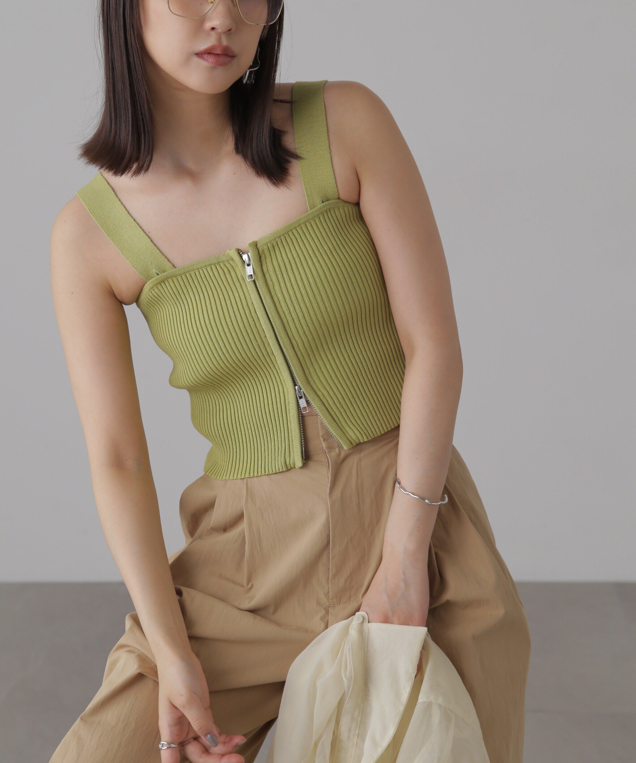  「ダブルジップニットビスチェ」|ニット・セーター|