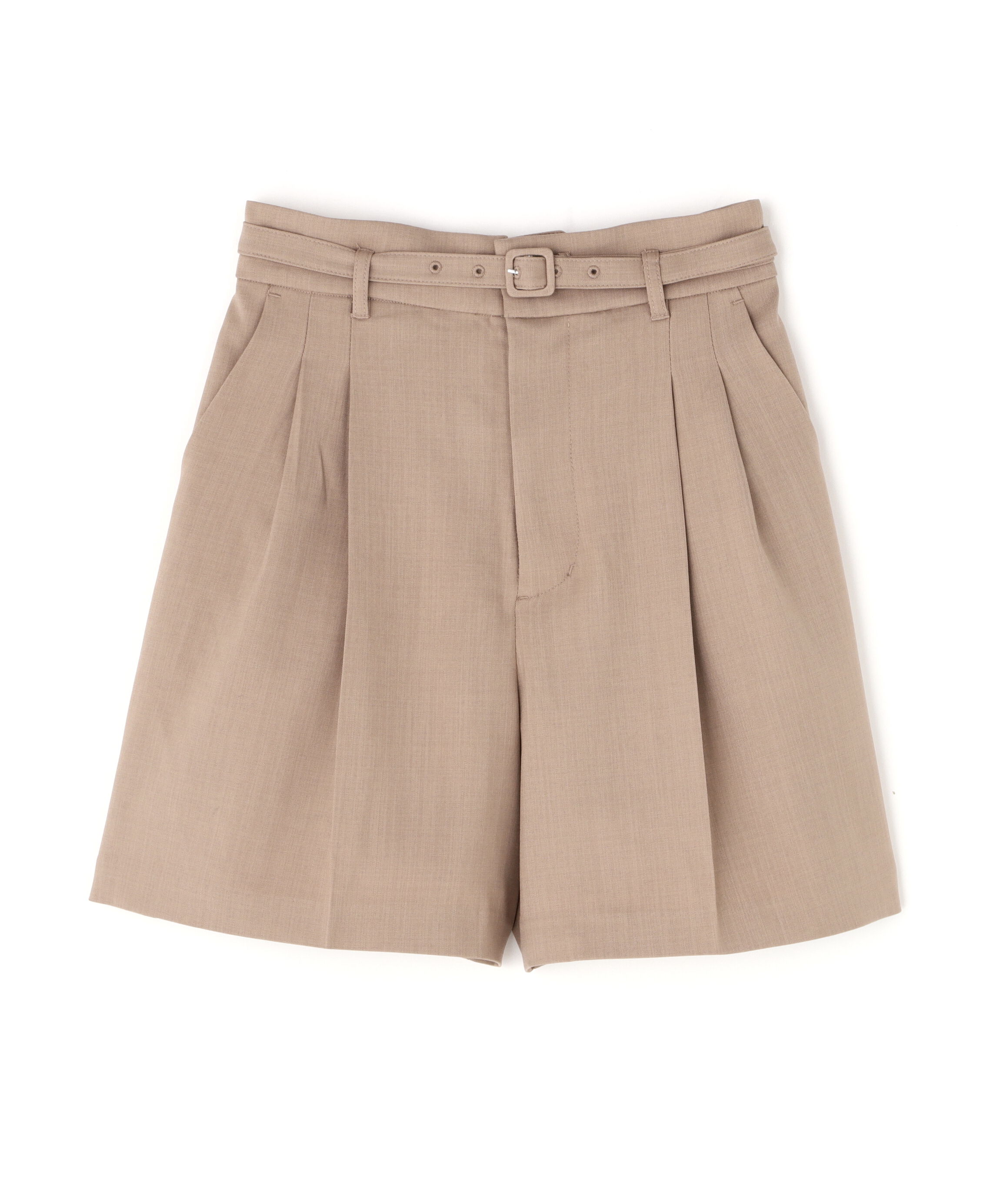  「梳毛調合繊ベルト付きタックショートパンツ」|その他|