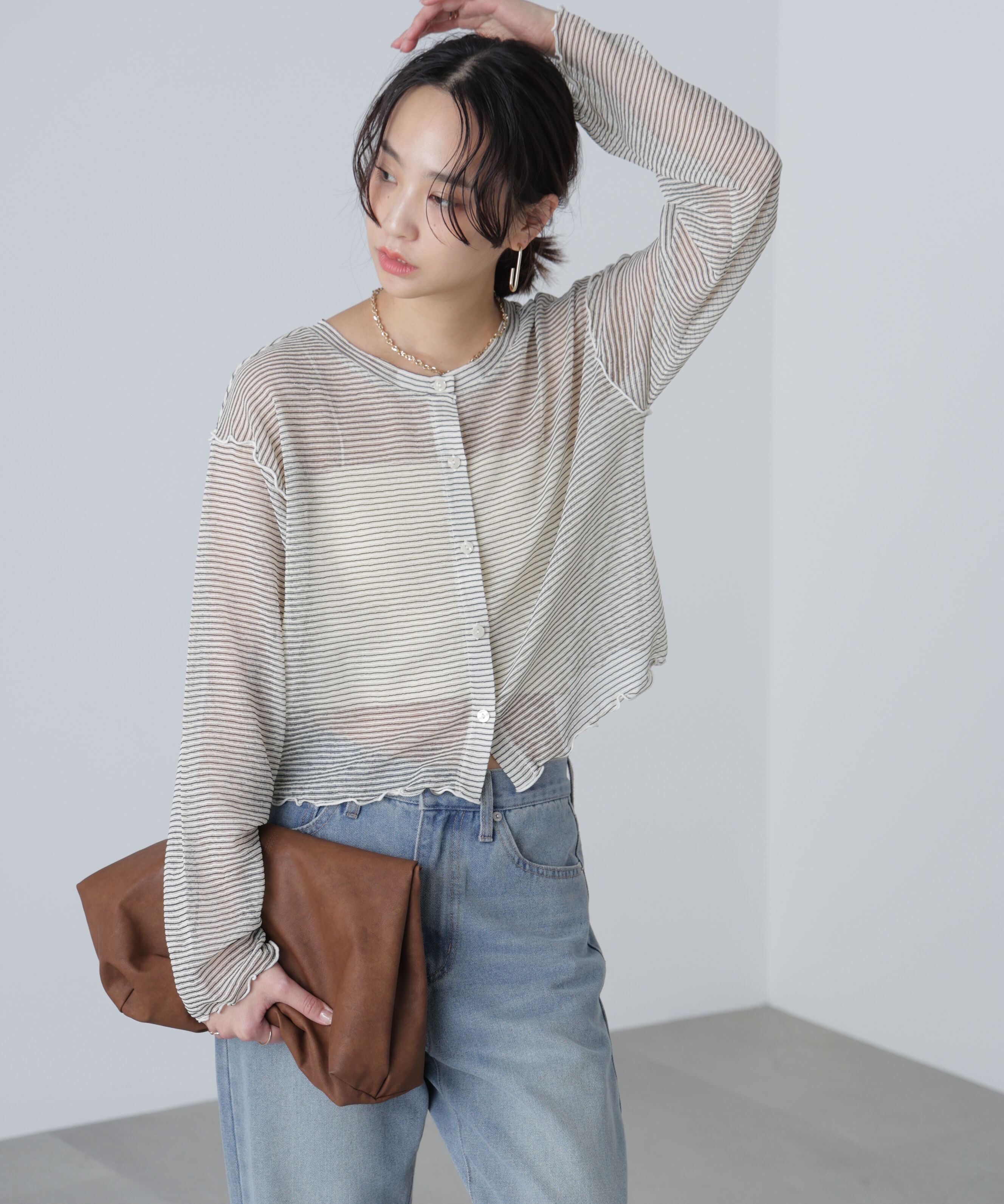  「前後２ＷＡＹシアーカットソーカーディガン」|Tシャツ・カットソー|オフボーダー1