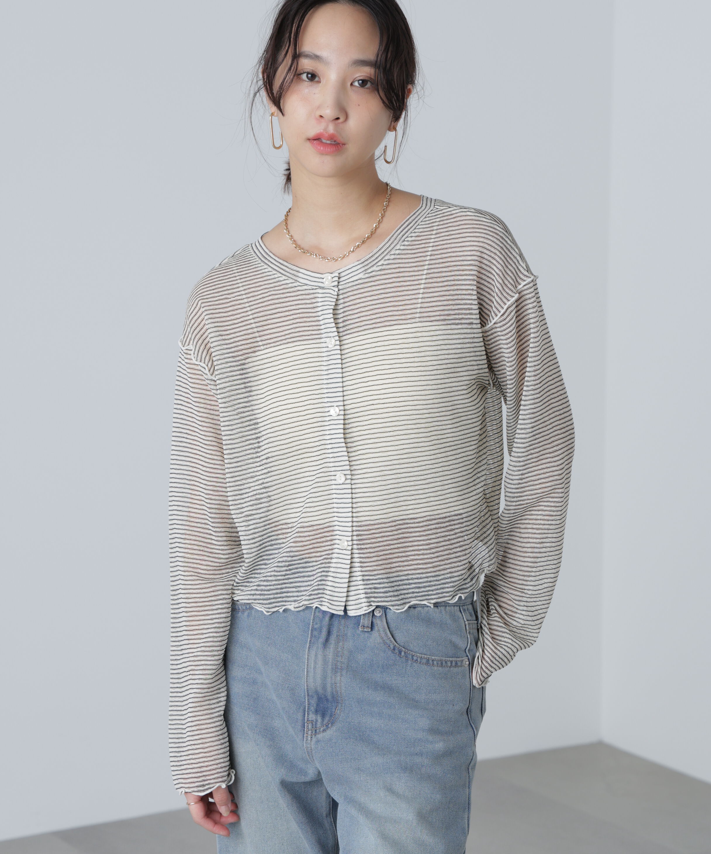  「前後２ＷＡＹシアーカットソーカーディガン」|Tシャツ・カットソー|