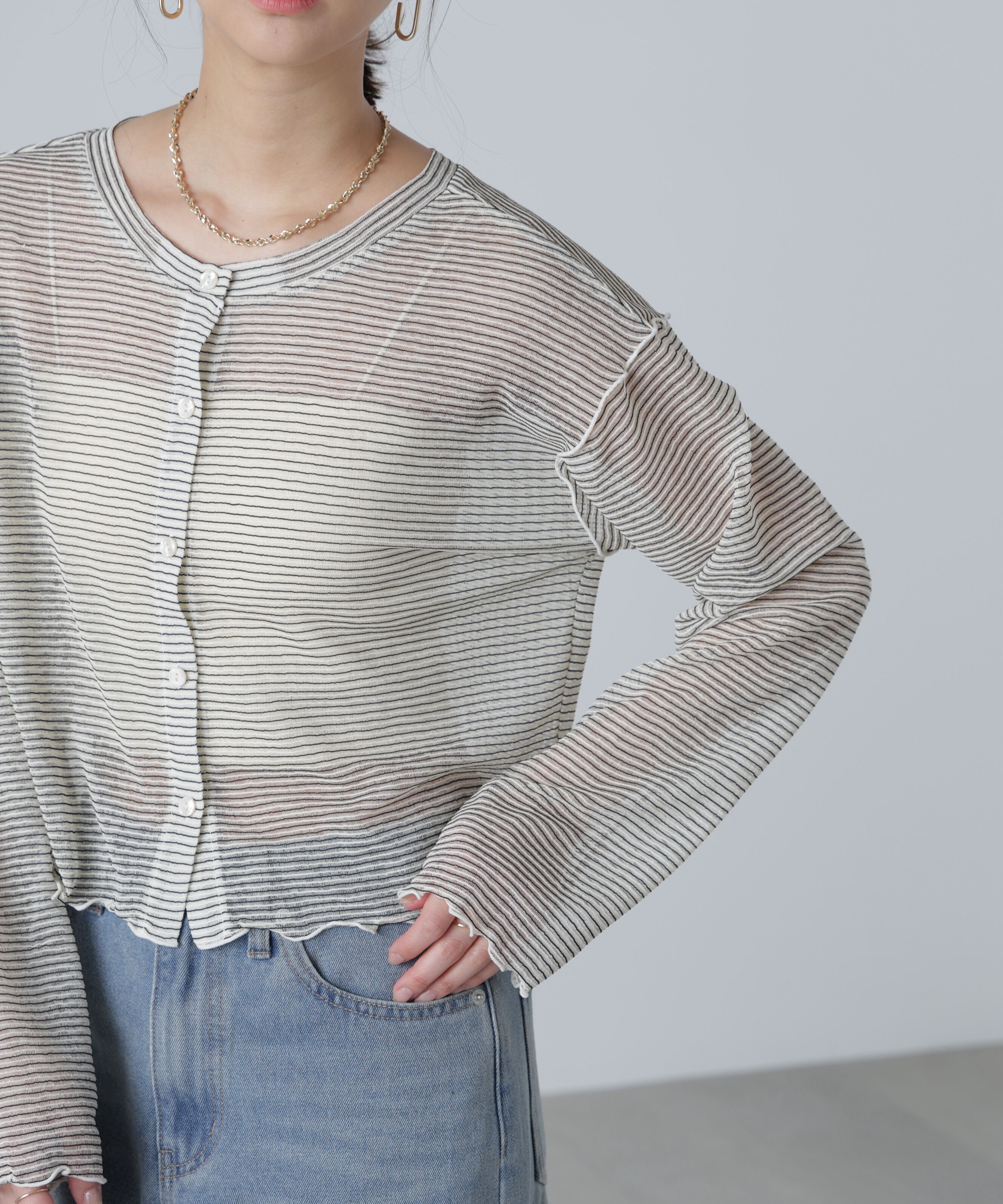  「前後２ＷＡＹシアーカットソーカーディガン」|Tシャツ・カットソー|