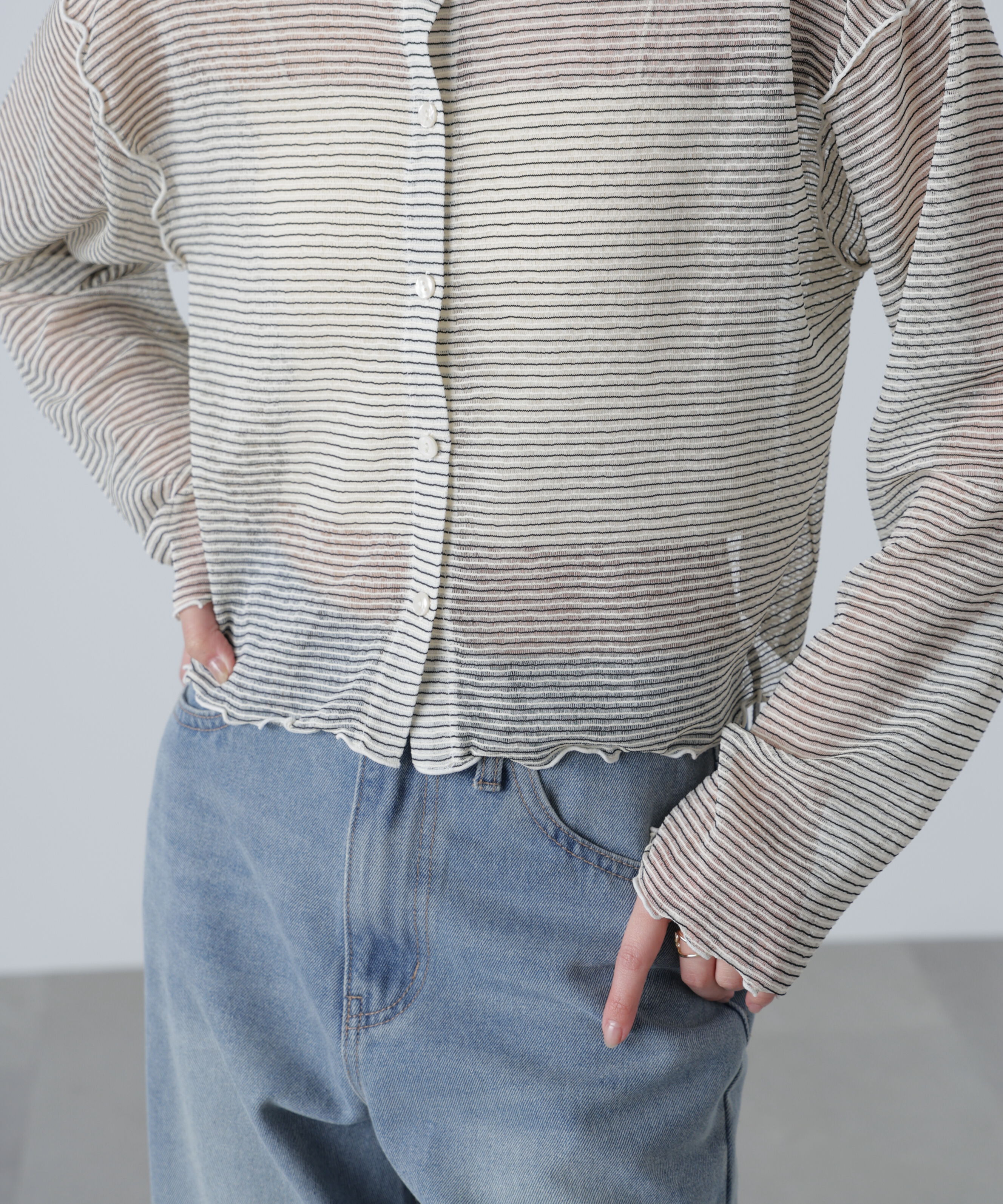  「前後２ＷＡＹシアーカットソーカーディガン」|Tシャツ・カットソー|