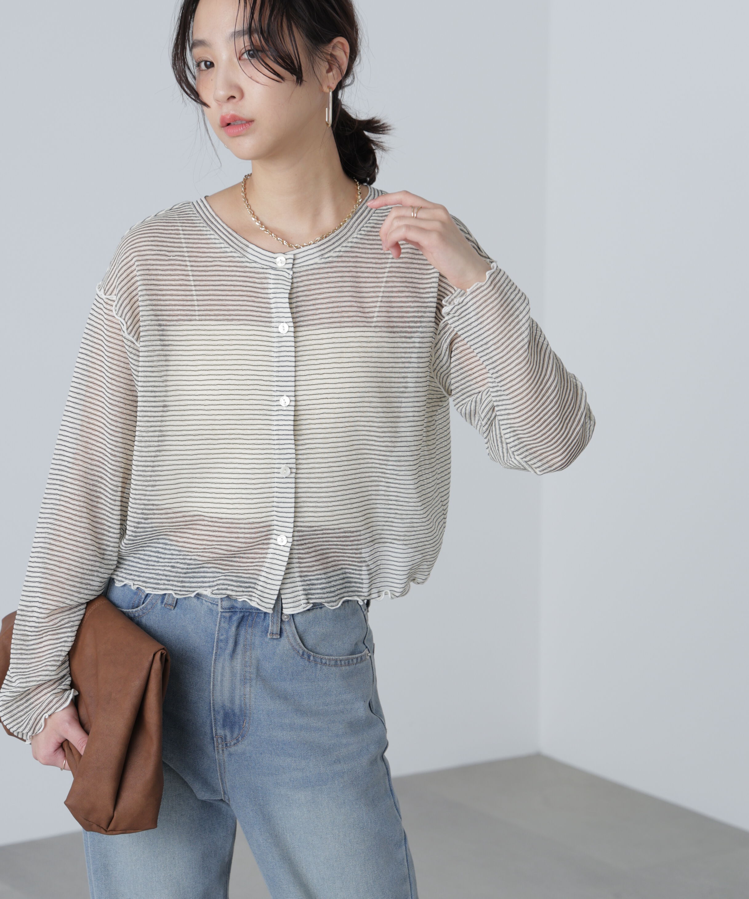  「前後２ＷＡＹシアーカットソーカーディガン」|Tシャツ・カットソー|