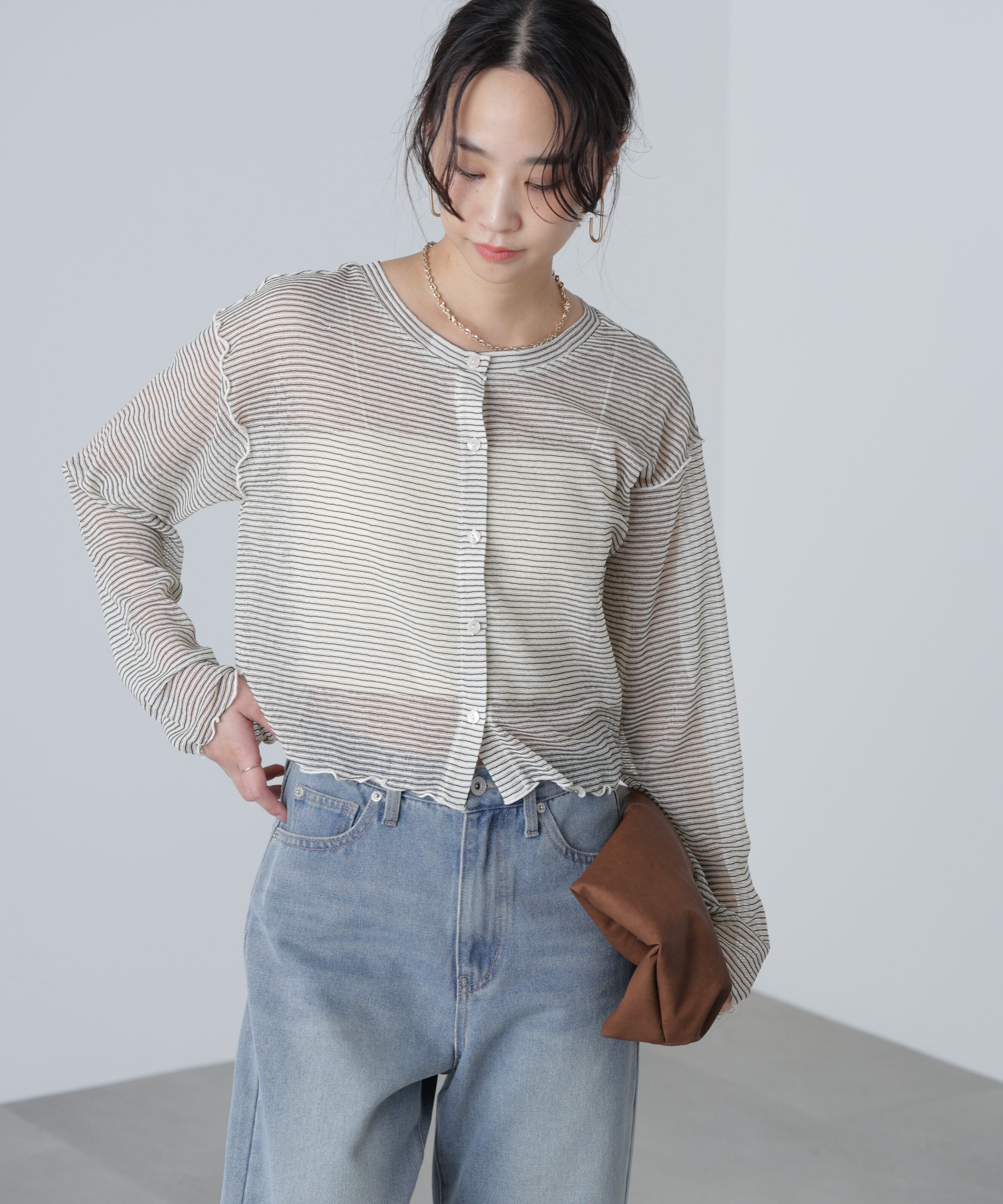  「前後２ＷＡＹシアーカットソーカーディガン」|Tシャツ・カットソー|