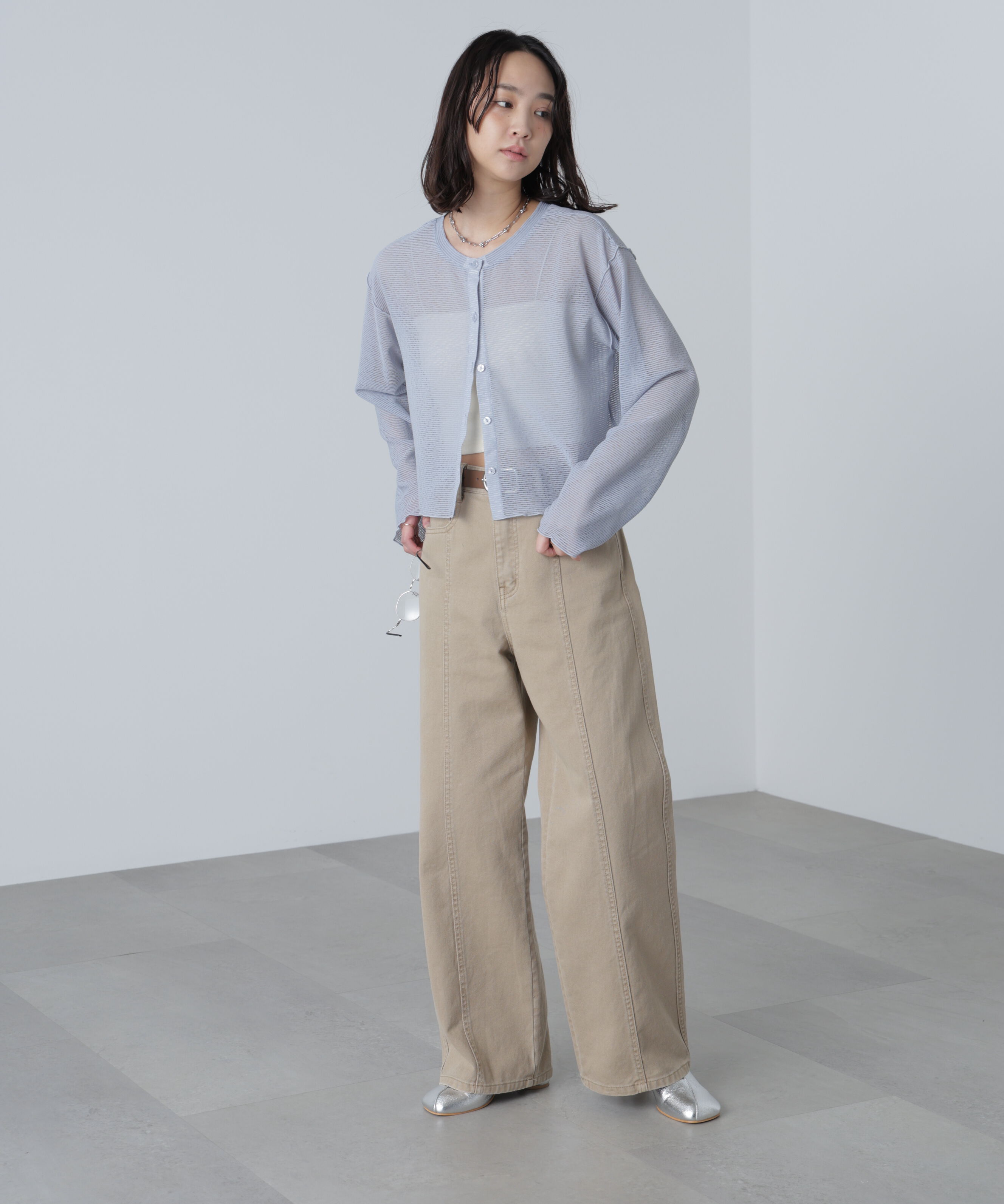  「前後２ＷＡＹシアーカットソーカーディガン」|Tシャツ・カットソー|