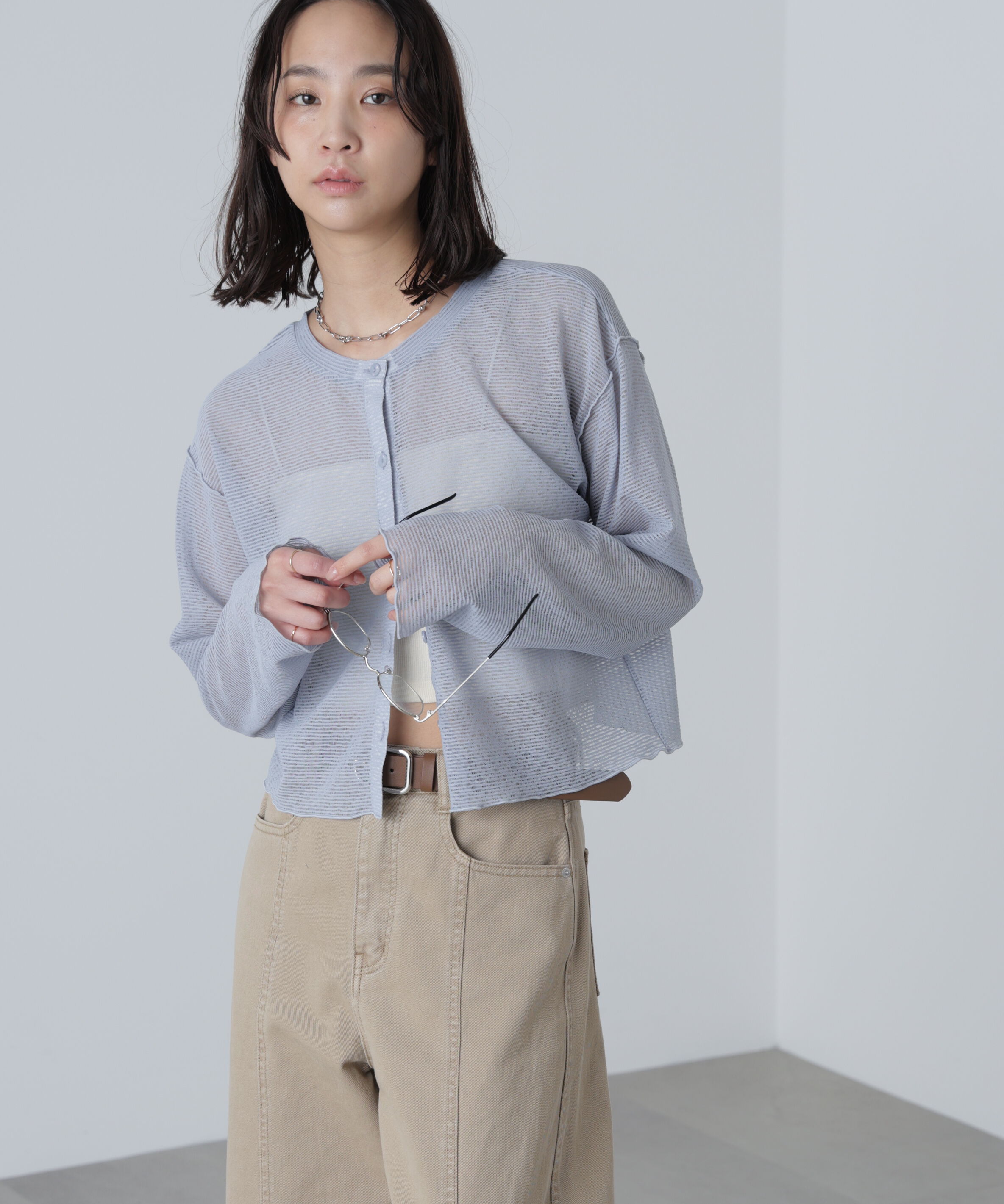  「前後２ＷＡＹシアーカットソーカーディガン」|Tシャツ・カットソー|