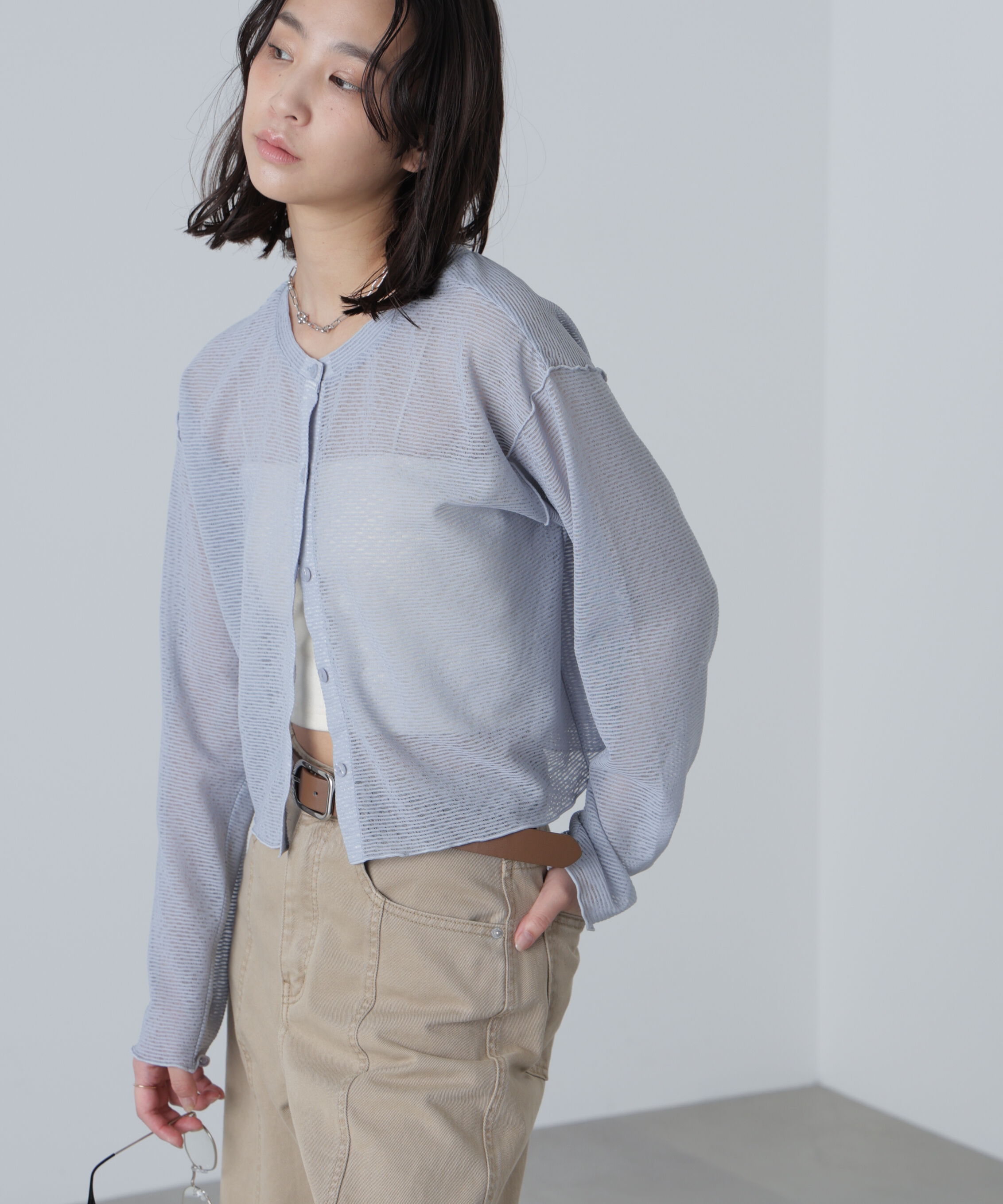  「前後２ＷＡＹシアーカットソーカーディガン」|Tシャツ・カットソー|