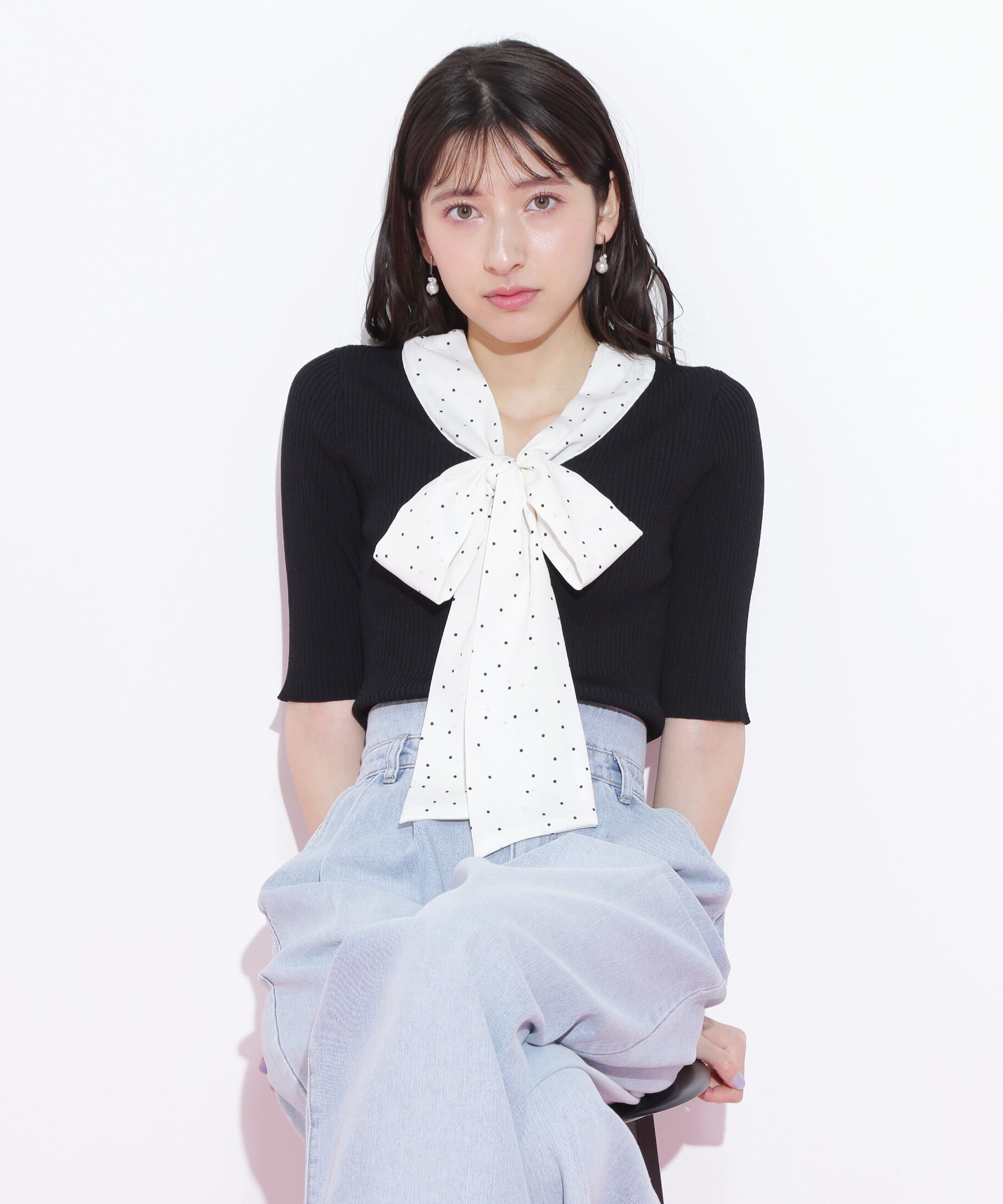  「ボウタイリブニット」|ニット・セーター|