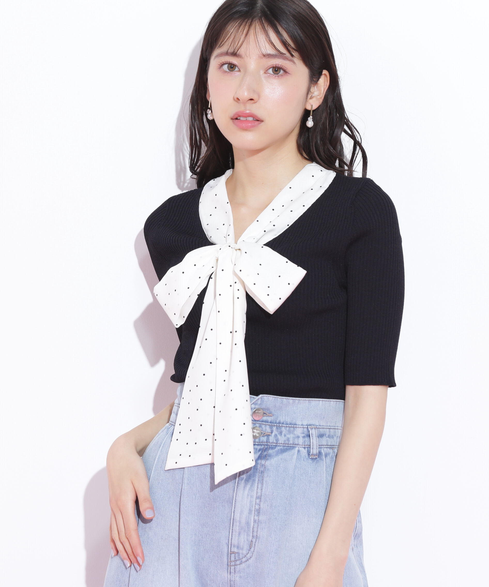  「ボウタイリブニット」|ニット・セーター|