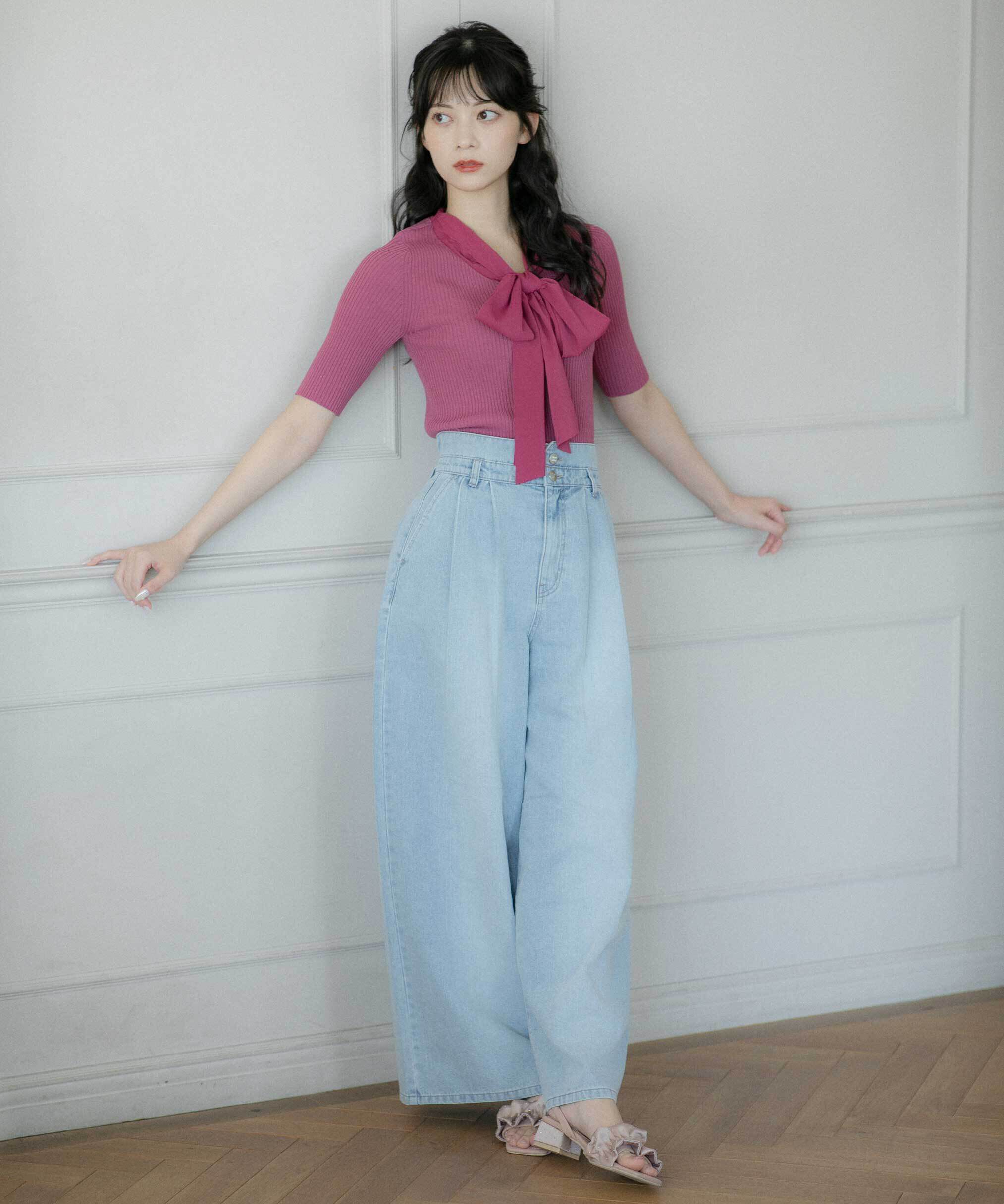  「ボウタイリブニット」|ニット・セーター|