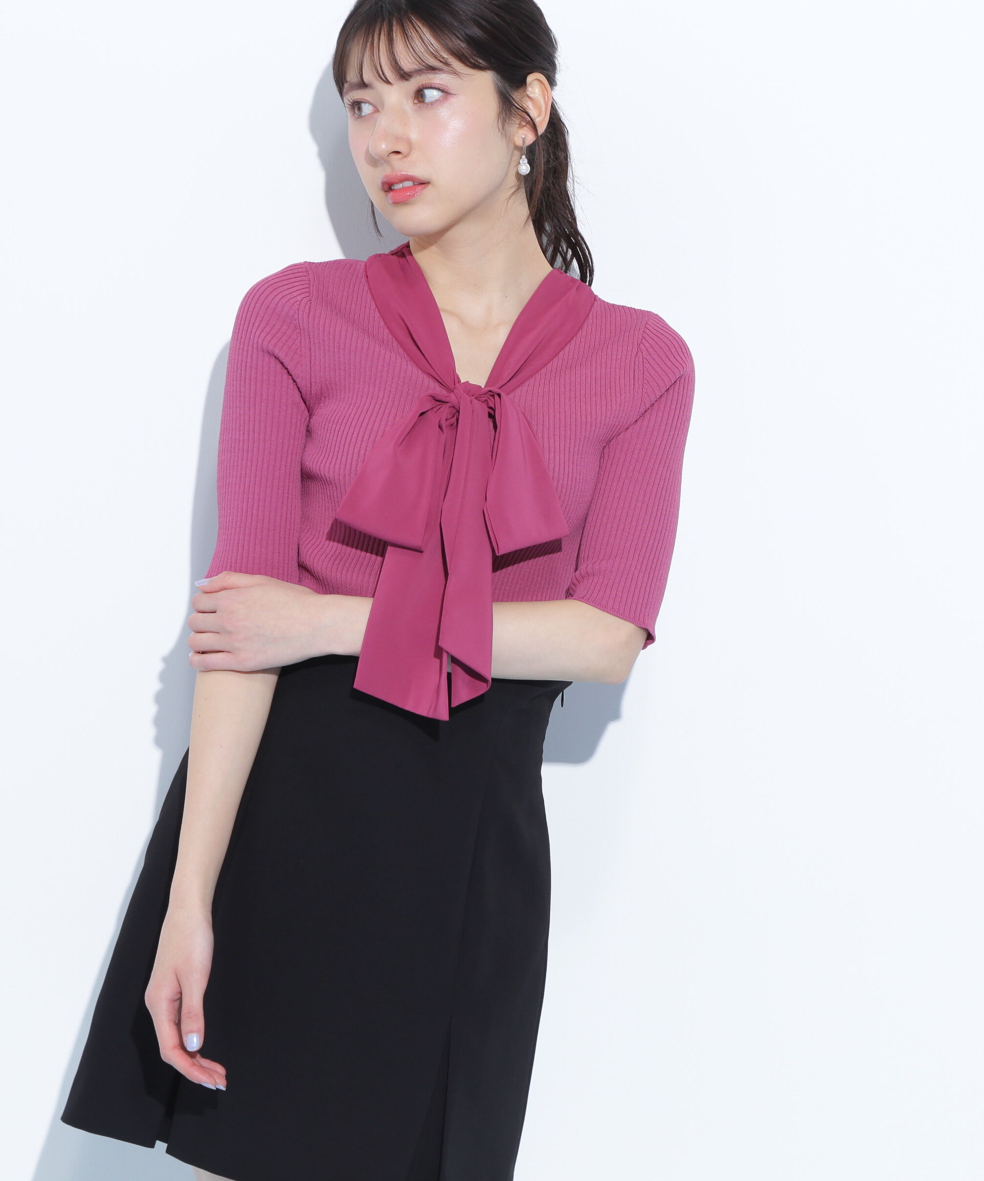  「ボウタイリブニット」|ニット・セーター|