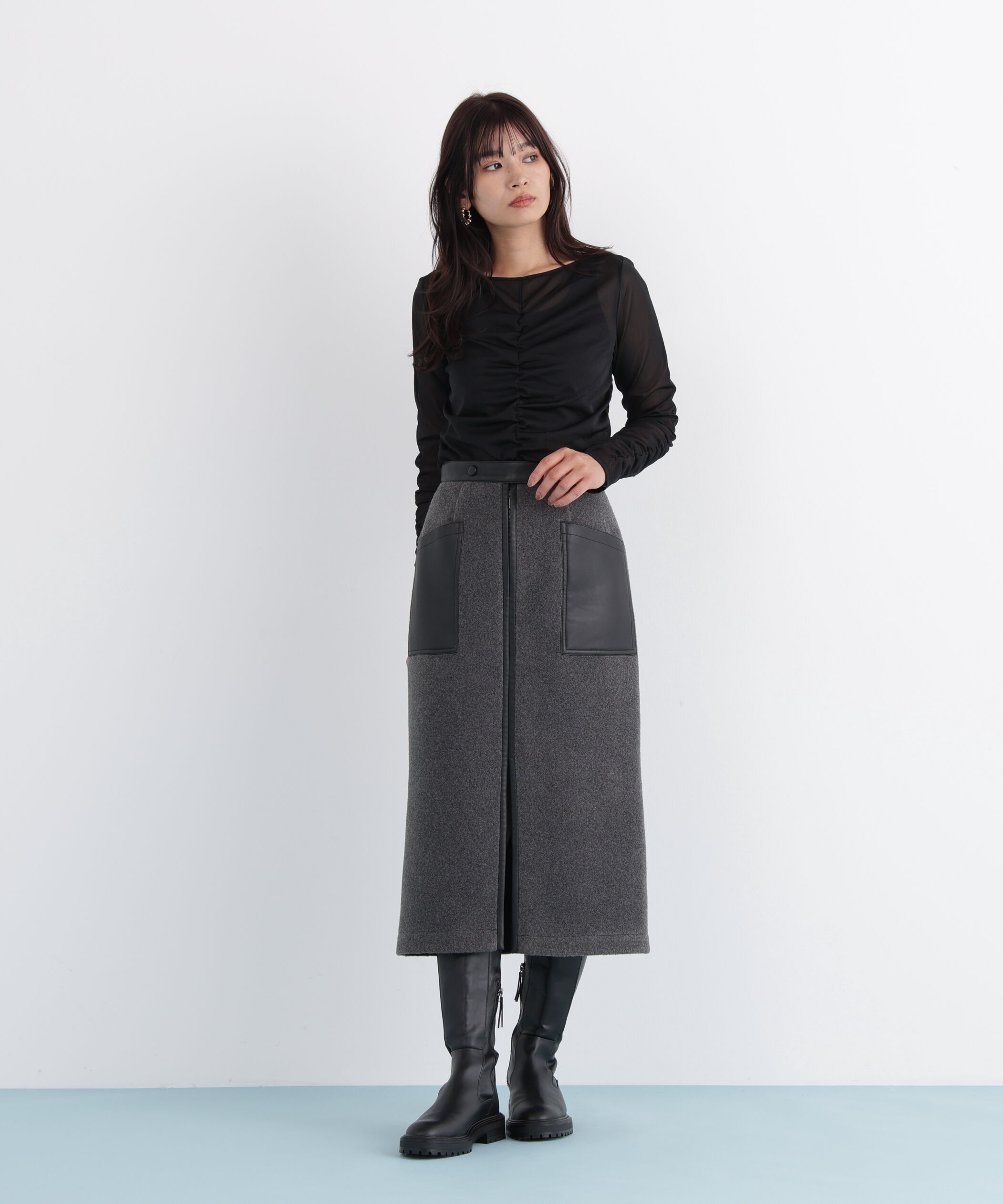  「◆シアーギャザーカットソー」|Tシャツ・カットソー|