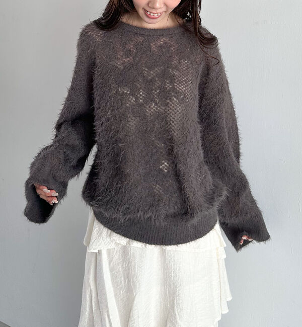 archives「シャギーフラワーＪＱミドルニットプルオーバー」|ニット・セーター|