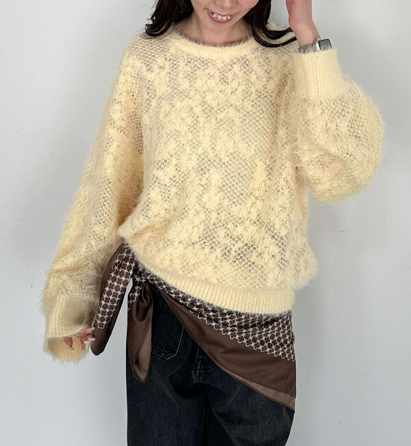 archives「シャギーフラワーＪＱミドルニットプルオーバー」|ニット・セーター|YELLOW