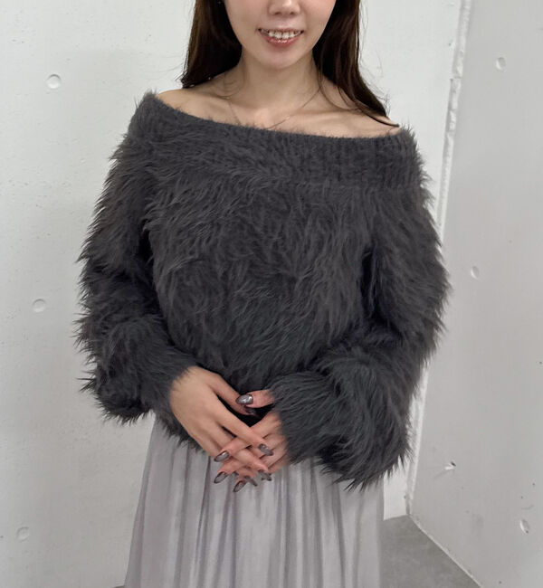 archives「シャギーオフショルニットプルオーバー」|ニット・セーター|CHARCOAL GRAY