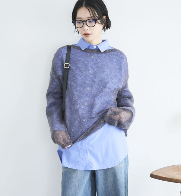 Doux archives「シアーモヘアニットプルオーバー」|ニット・セーター|CHARCOAL GRAY