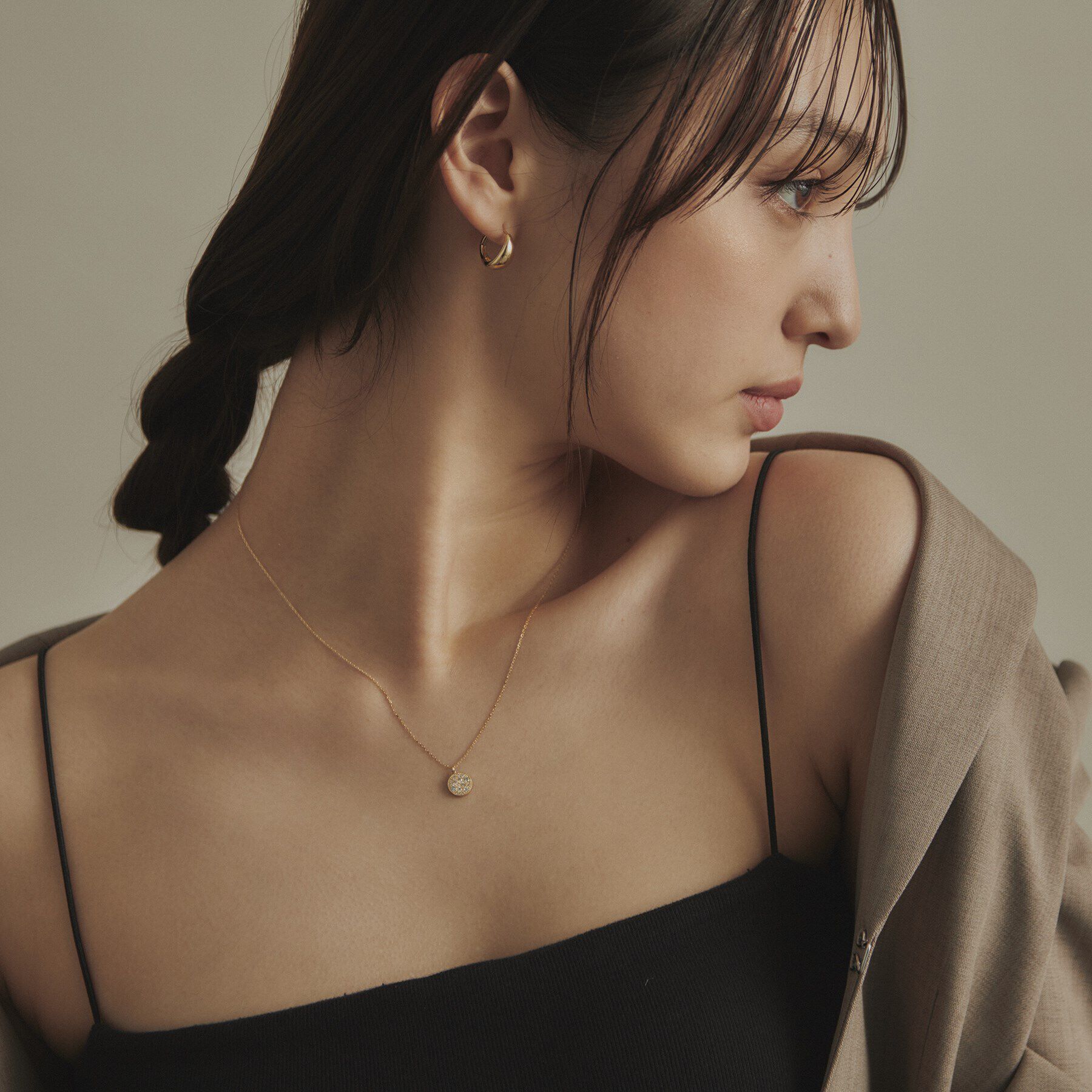 COCOSHNIK「K18ダイヤモンド ランダムパヴェ ラウンドネックレス」|ネックレス|