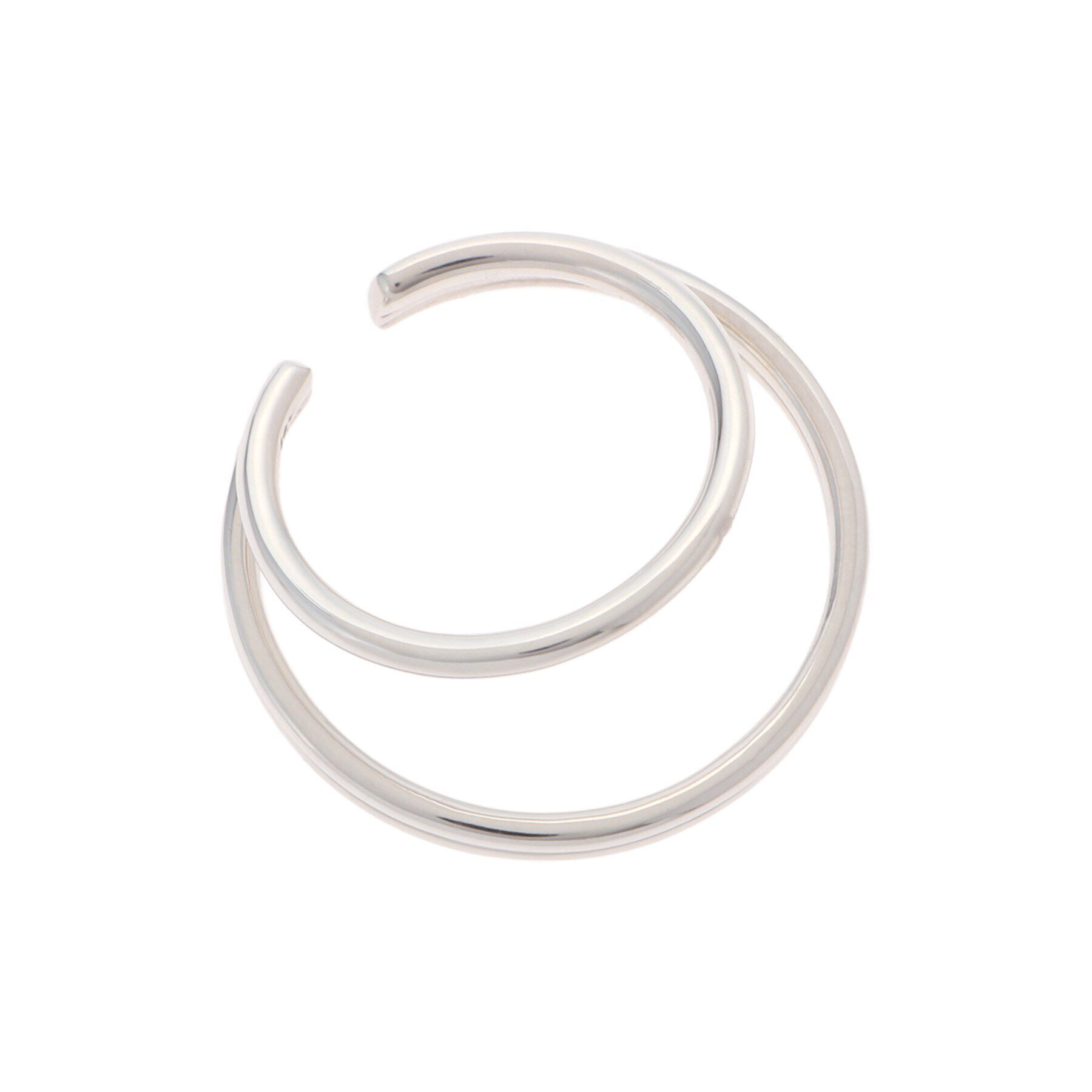 COCOSHNIK「シルバー ダブルフープ2連 イヤーカフ」|イヤリング|