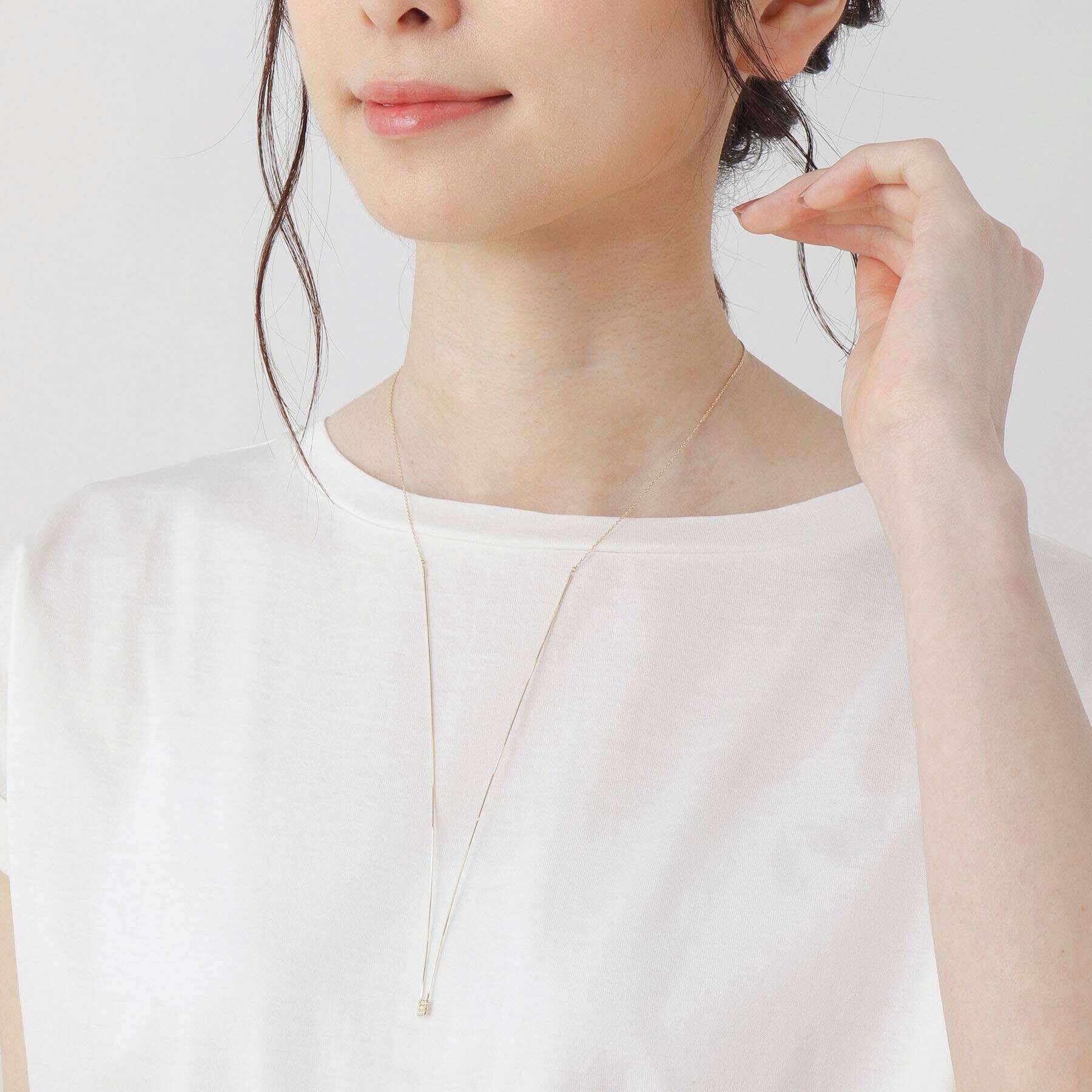 COCOSHNIK「K10ハニーカットボール スクエア スライドネックレス」|ネックレス|